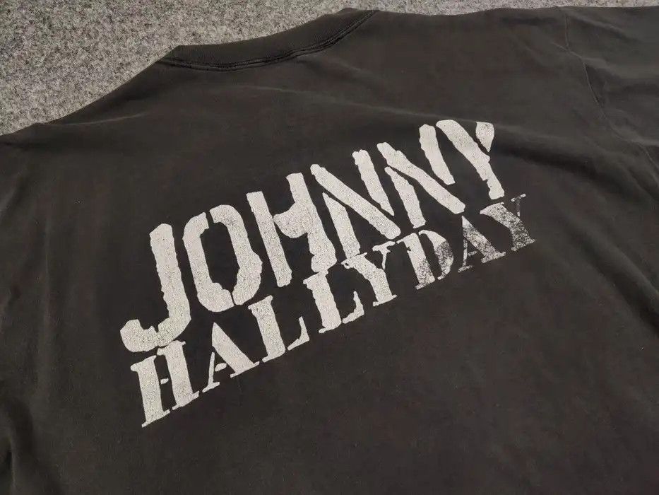 Band Tees Vintage Johnny Hallyday 93 Big Faded Logo Gray T shirt Size US L / EU 52-54 / 3 - 7 Thumbnail