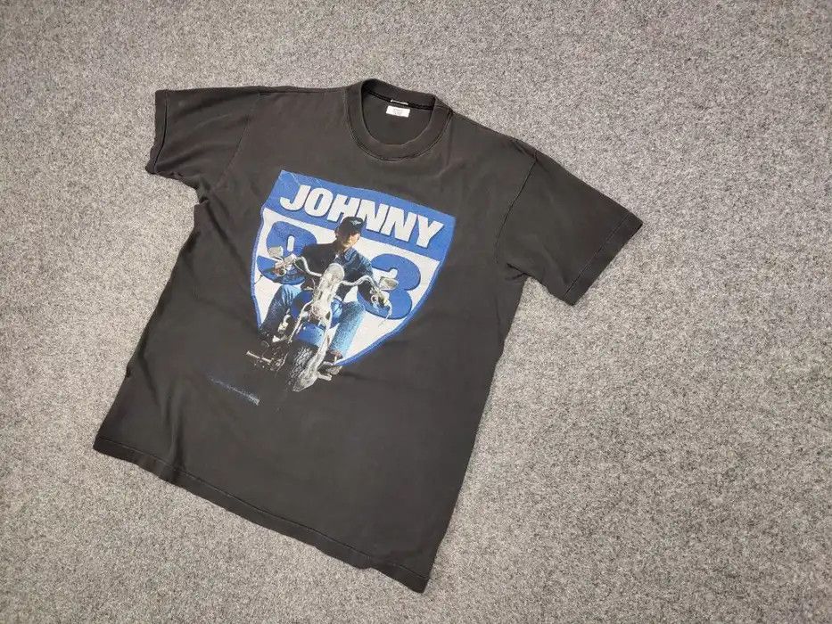 Band Tees Vintage Johnny Hallyday 93 Big Faded Logo Gray T shirt Size US L / EU 52-54 / 3 - 2 Thumbnail