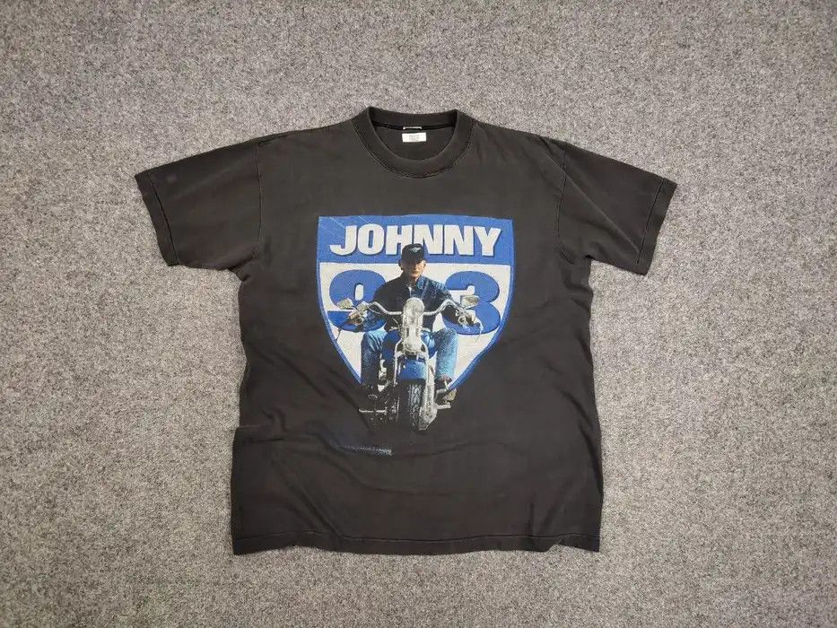 Band Tees Vintage Johnny Hallyday 93 Big Faded Logo Gray T shirt Size US L / EU 52-54 / 3 - 1 Thumbnail
