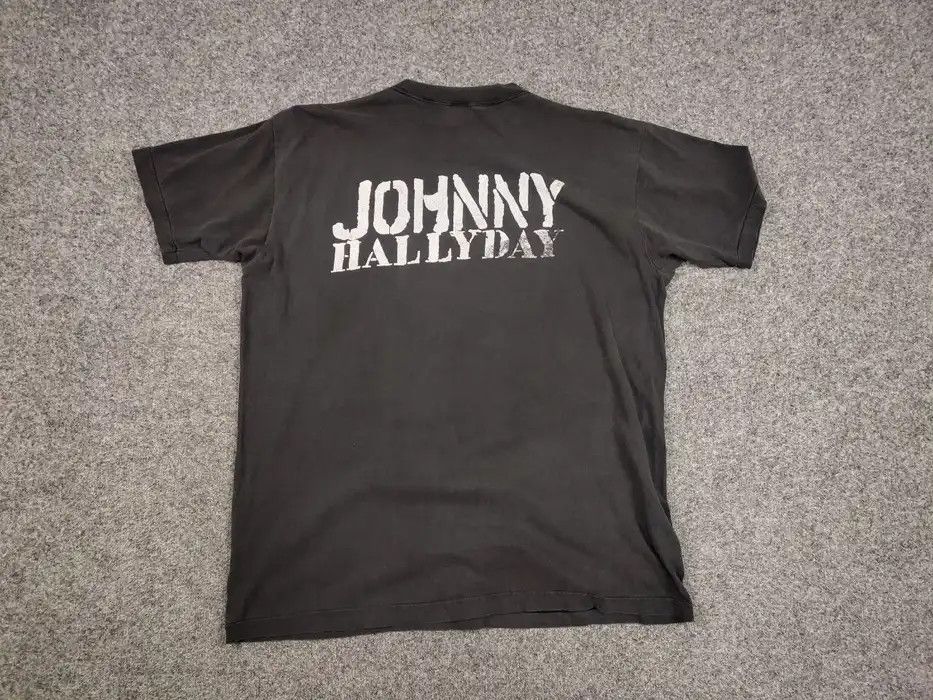 Band Tees Vintage Johnny Hallyday 93 Big Faded Logo Gray T shirt Size US L / EU 52-54 / 3 - 3 Thumbnail