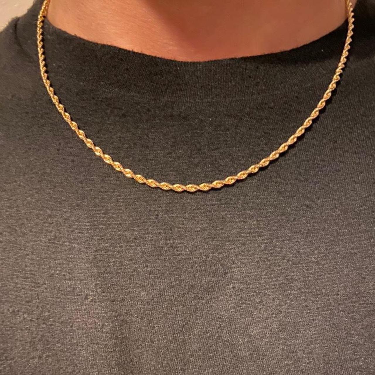 image of Gold Chain Solid 14K Gold Rope Chain 18In 2Mm, Men's