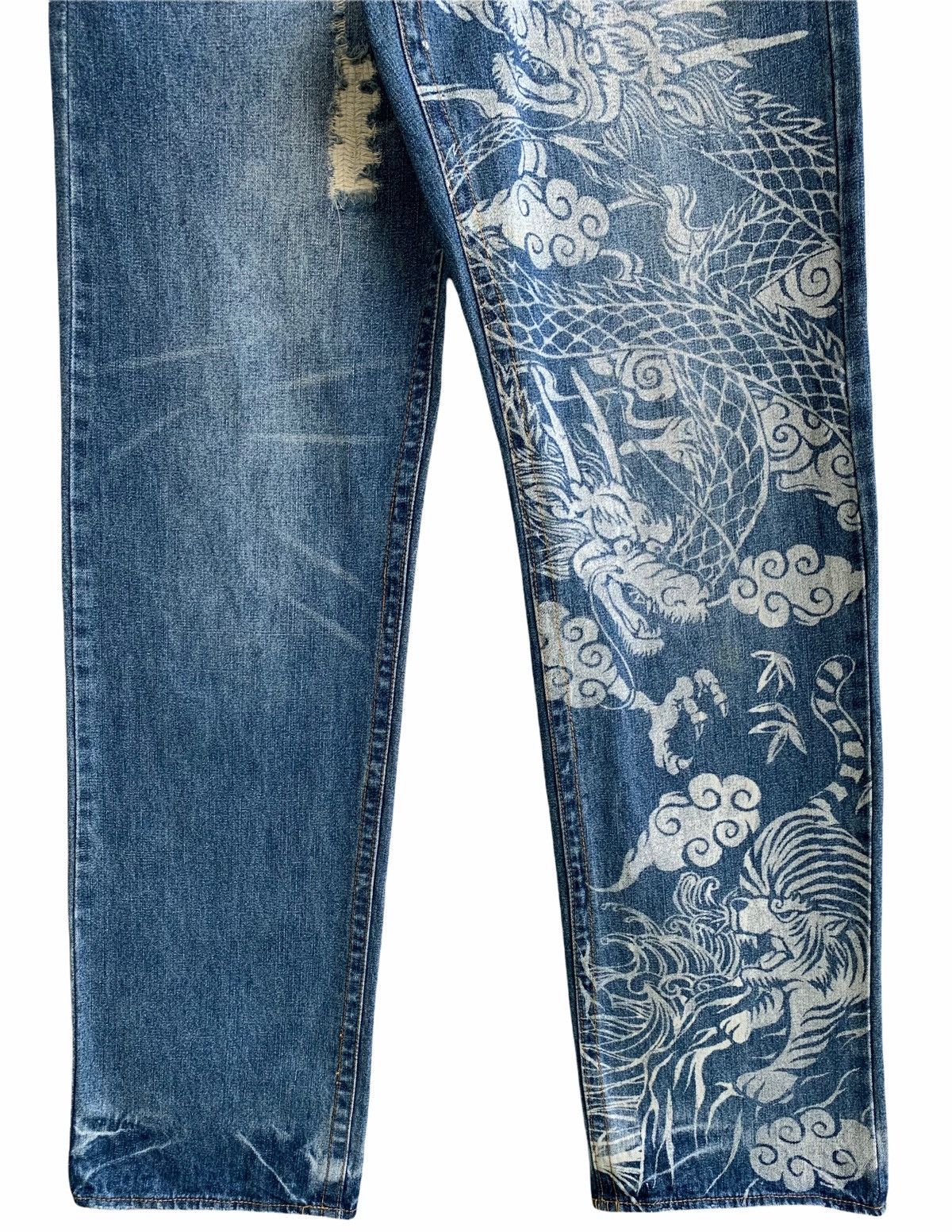 Japanese Brand Vintage Japanese Traditional Dragon 🐉 Pinted Size US 31 - 4 Thumbnail