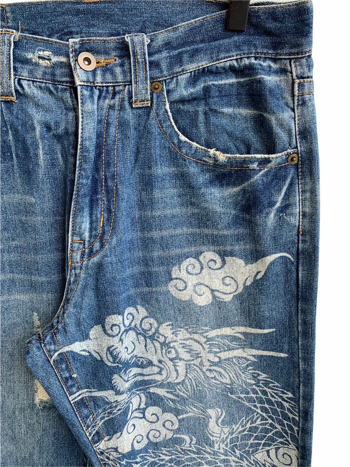 Japanese Brand Vintage Japanese Traditional Dragon 🐉 Pinted Size US 31 - 6 Thumbnail