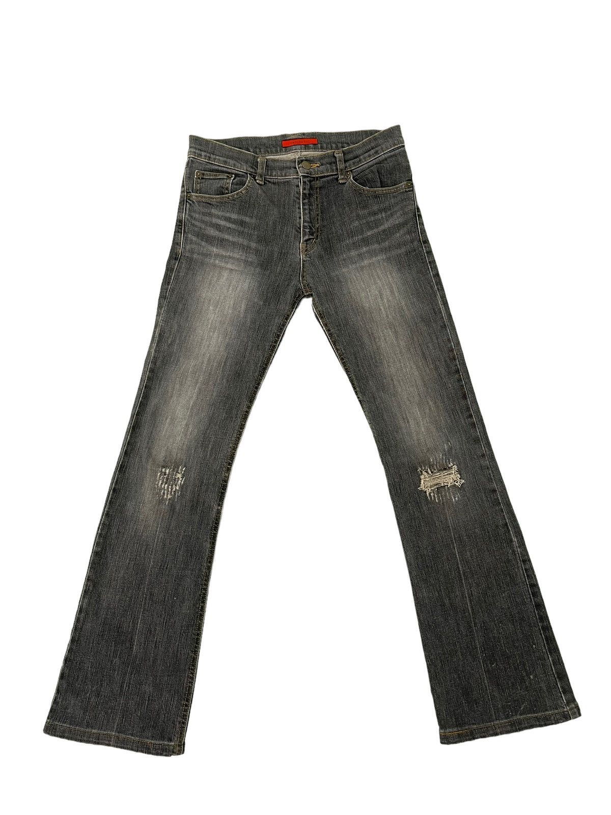 Japanese Brand Flare Jeans Wellbeing Distress Denim Stretch Skinny 4🟦3 Size US 30 / EU 46 - 2 Thumbnail