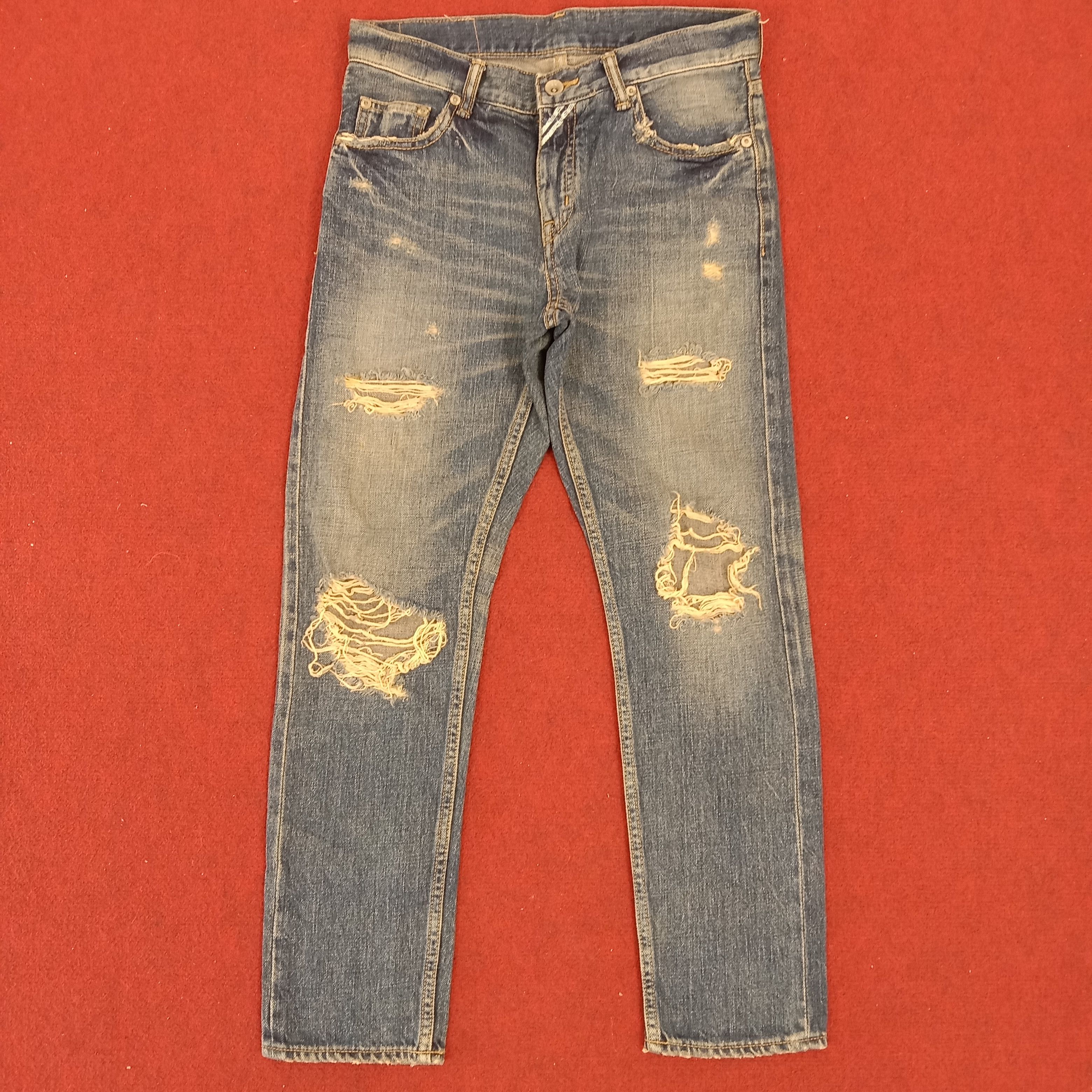 image of Vintage Paranoia Streetwear Style Distressed Jeans in Blue Jean, Men's (Size 29)