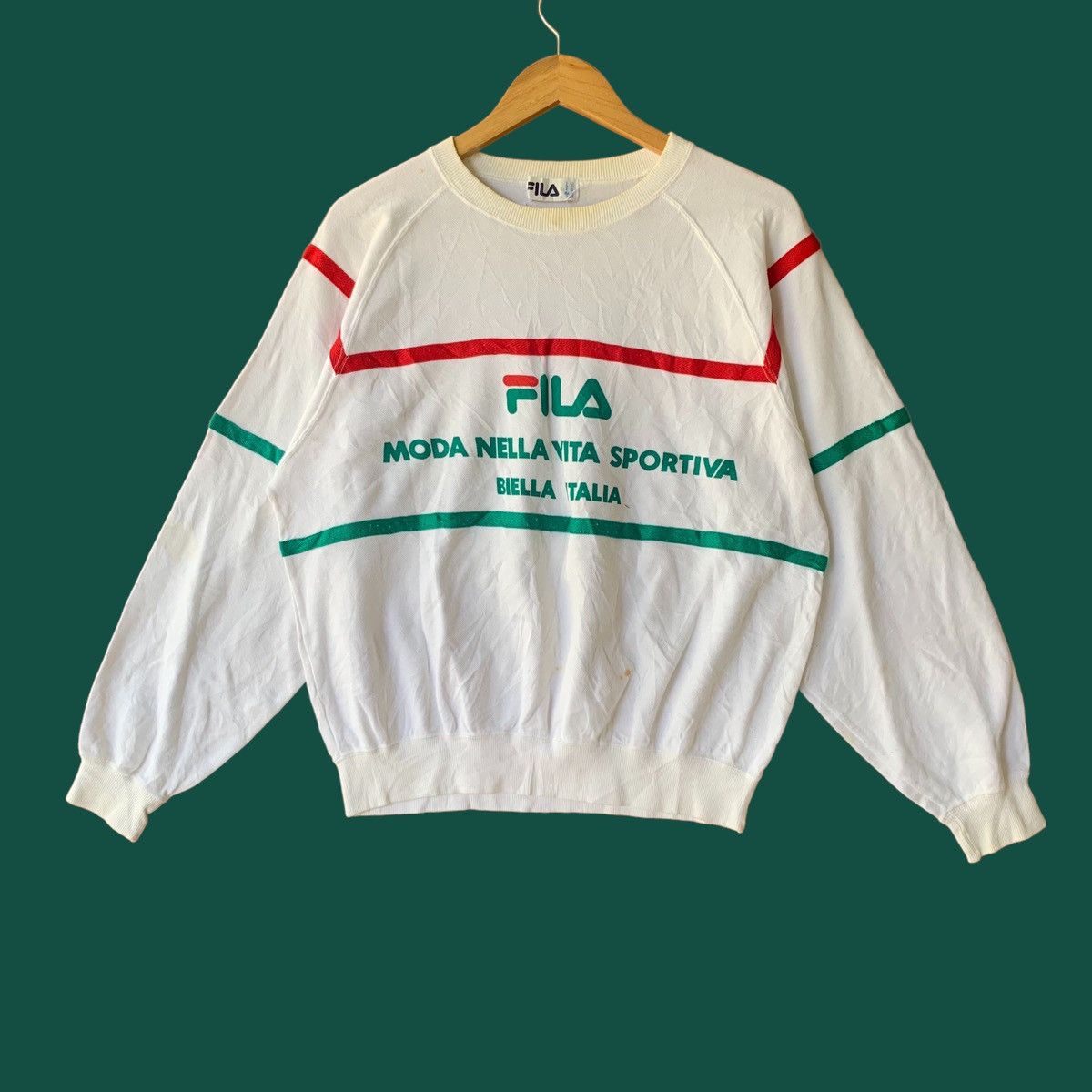 Fila × Vintage Vintage FiLA ITALIA Big Logo Sweatshirt Fits Size M L Size US L / EU 52-54 / 3 - 1 Thumbnail