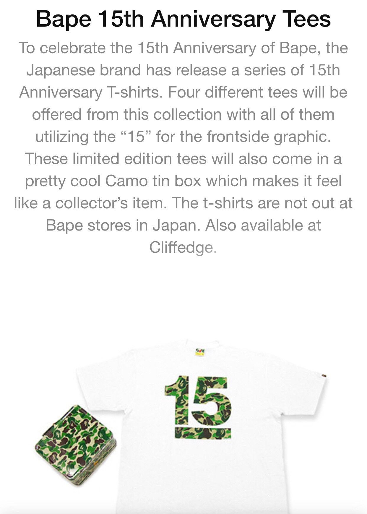 Bape Bape 15th Anniversary Tee Size US M / EU 48-50 / 2 - 2 Thumbnail
