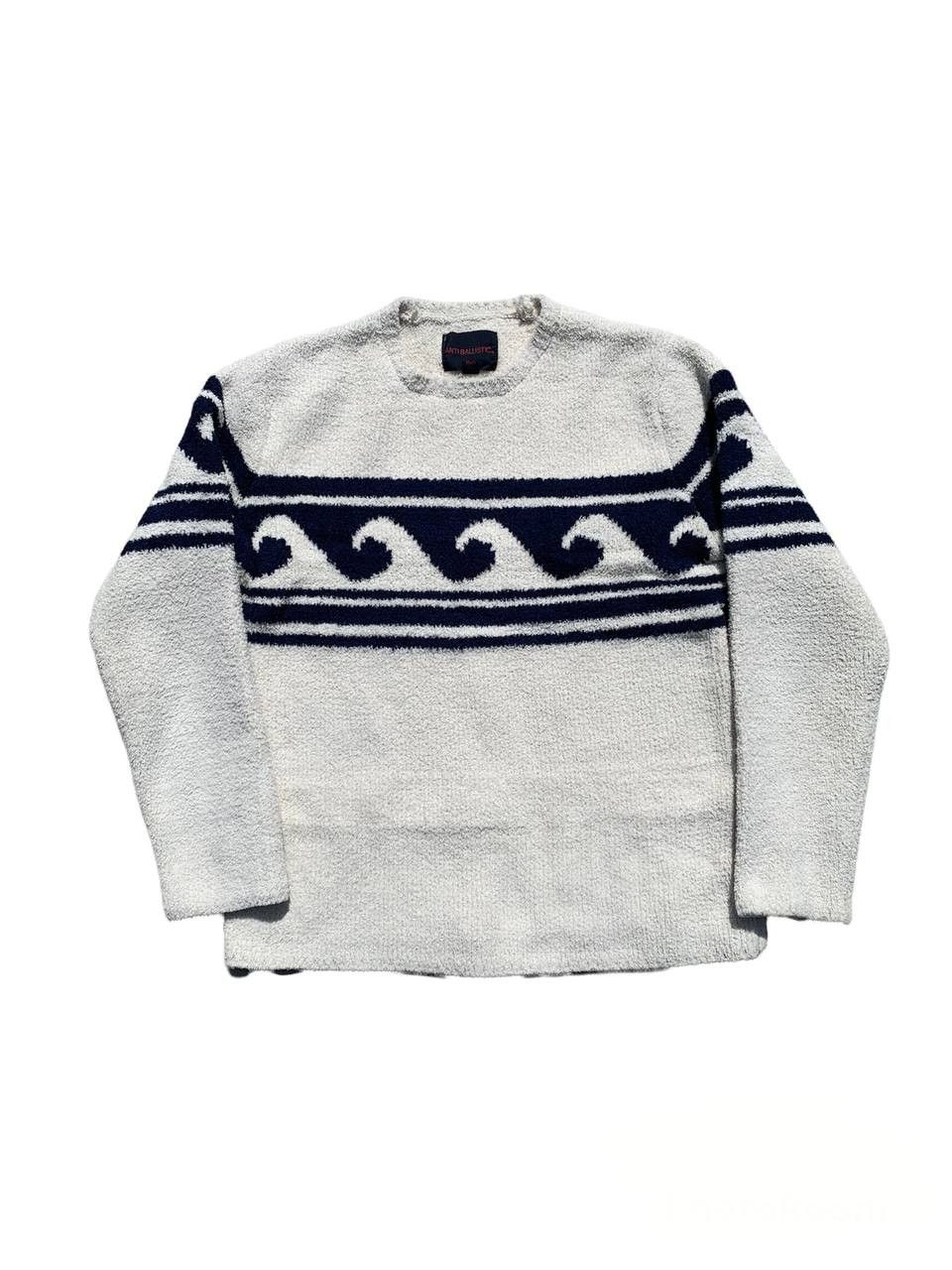 image of Anti Ballistic Terry Fleece Plush Wave Logo Sweater in White, Men's (Size Small)