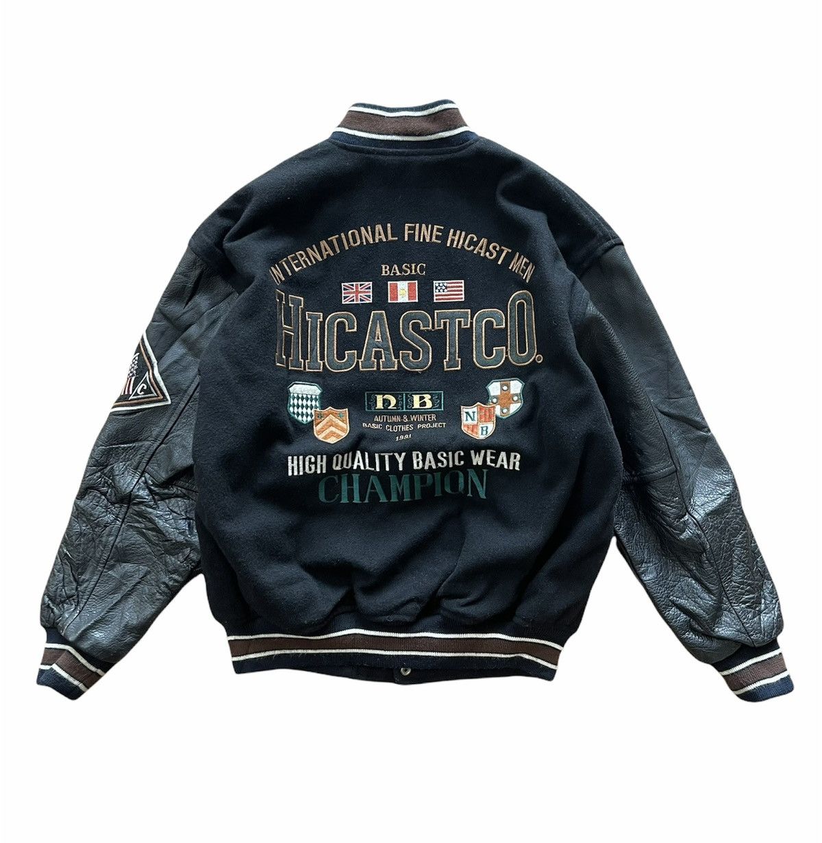 Vintage AW 1991 HICASTCLUB WOOL LEATHER VARSITY JACKET Size US XL / EU 56 / 4 - 1 Thumbnail