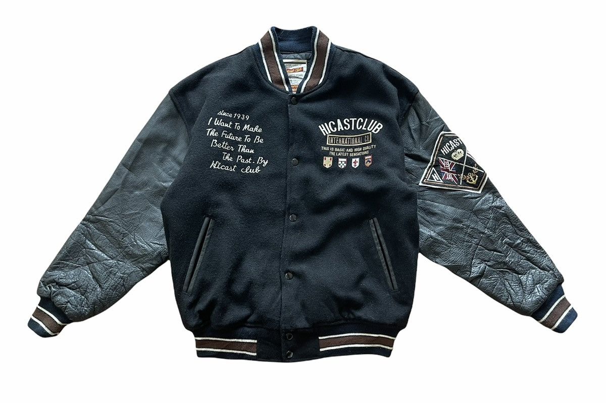 Vintage AW 1991 HICASTCLUB WOOL LEATHER VARSITY JACKET Size US XL / EU 56 / 4 - 6 Thumbnail