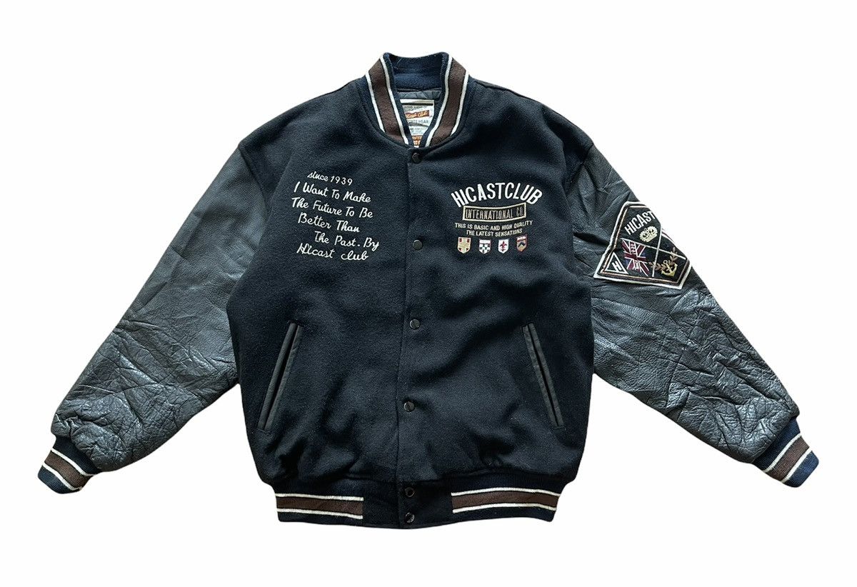 Vintage AW 1991 HICASTCLUB WOOL LEATHER VARSITY JACKET Size US XL / EU 56 / 4 - 4 Thumbnail