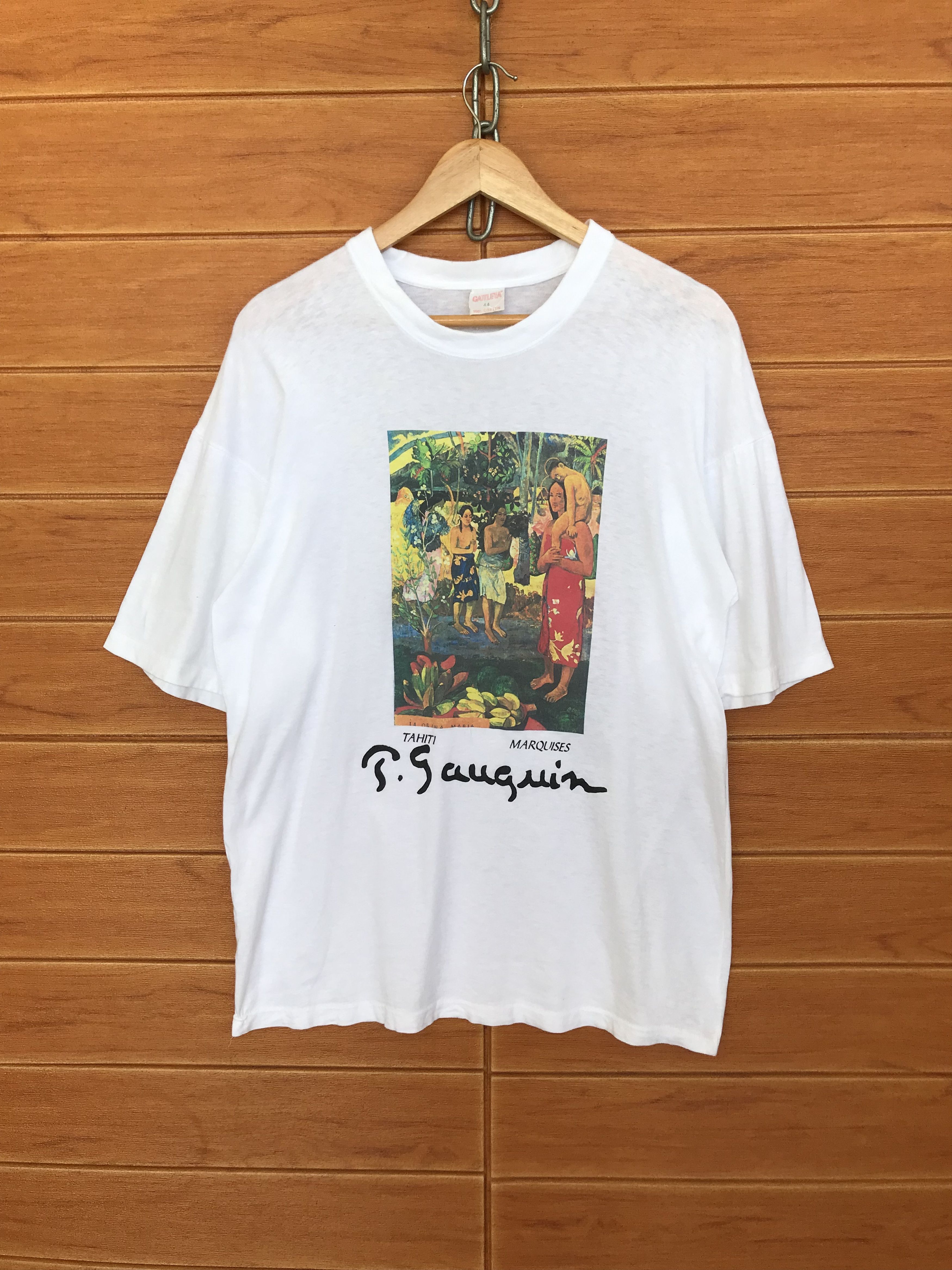 Vintage Vintage 90s Art Paul Gauguin Tahiti Marquises T-Shirt Size US L / EU 52-54 / 3 - 1 Thumbnail