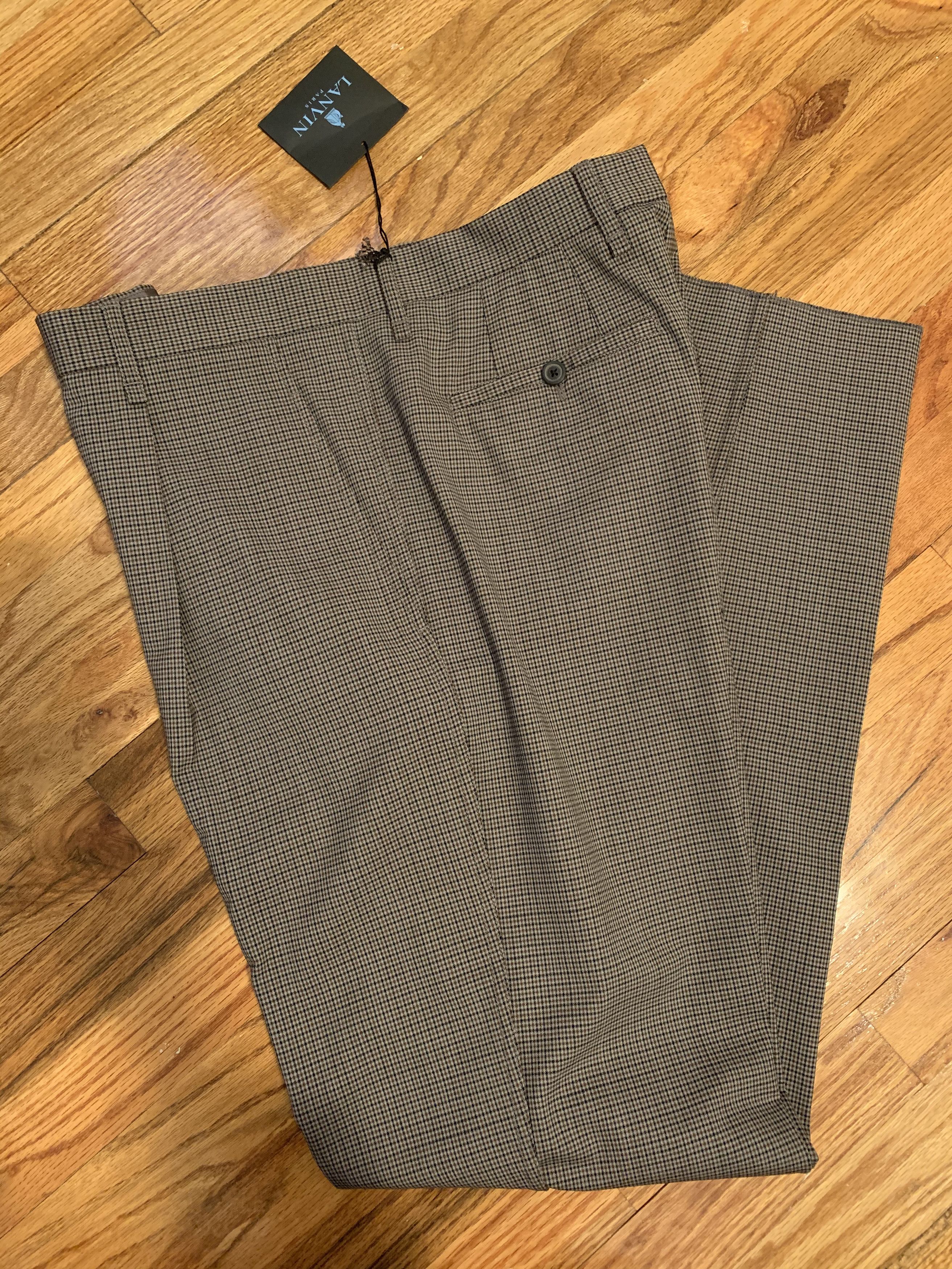 Lanvin NWT €515 checked, pleated trousers, IT50, Italy Size 40R - 4 Thumbnail