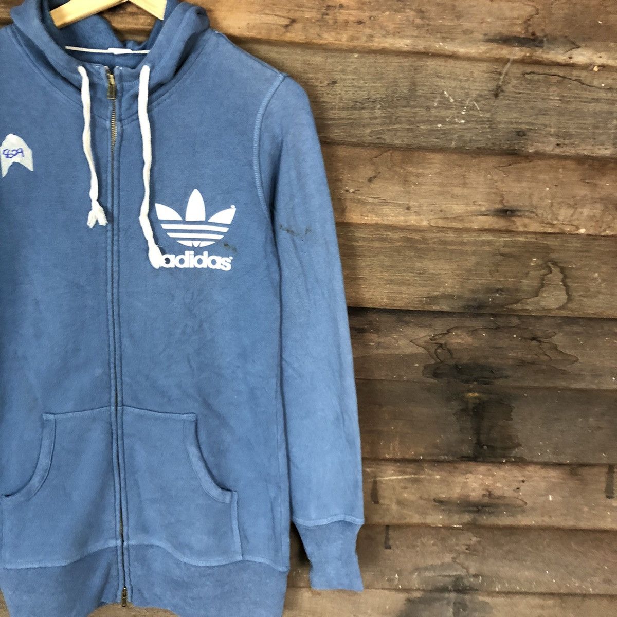 Adidas Adidas vintage big logo Blue Hoodies sweater #5629 Size US S / EU 44-46 / 1 - 5 Thumbnail