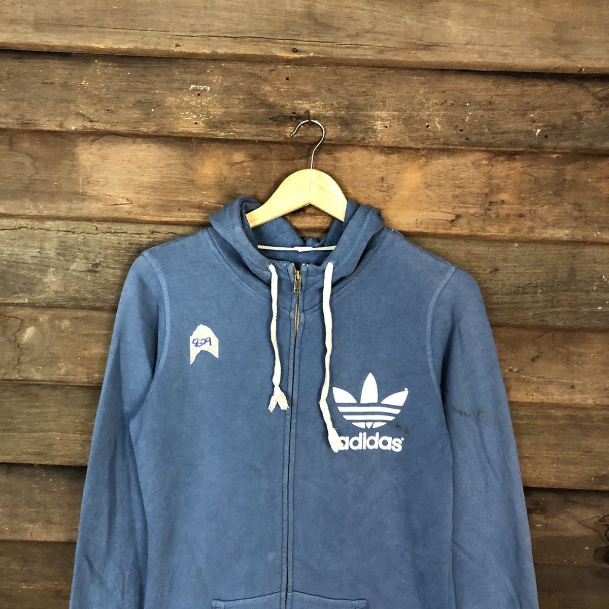 Adidas Adidas vintage big logo Blue Hoodies sweater #5629 Size US S / EU 44-46 / 1 - 9 Thumbnail
