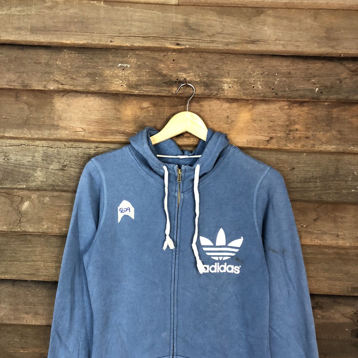 Adidas Adidas vintage big logo Blue Hoodies sweater #5629 Size US S / EU 44-46 / 1 - 2 Thumbnail