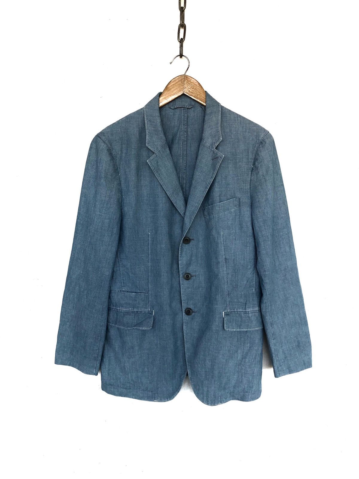Christophe Lemaire Lemaire Linen Blend Denim Cotton Blazer Jacket Size US M / EU 48-50 / 2 - 2 Thumbnail