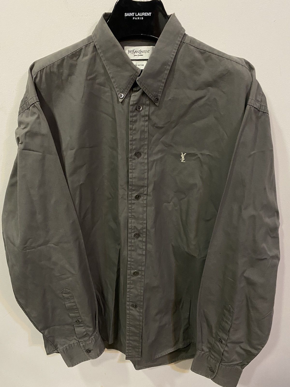 Yves Saint Laurent Cotton YSL Shirt Grey Yves Saint Laurent shirt Size US L / EU 52-54 / 3 - 1 Thumbnail