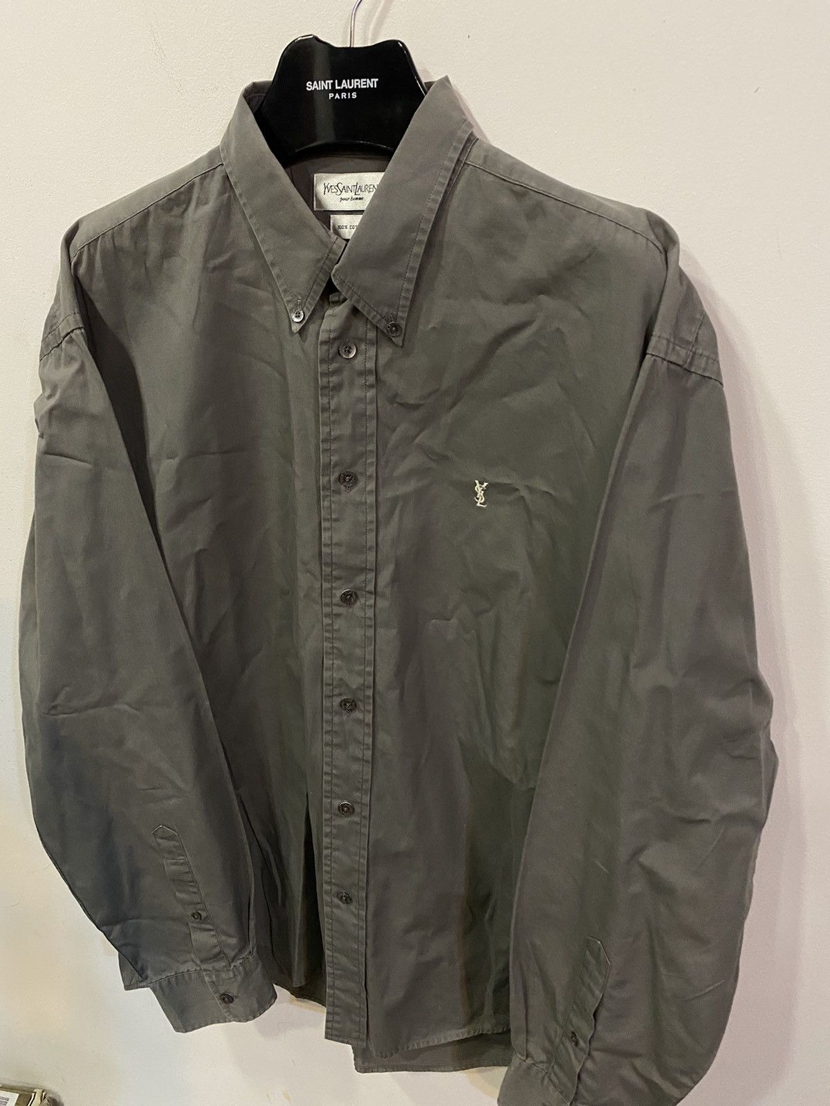 Yves Saint Laurent Cotton YSL Shirt Grey Yves Saint Laurent shirt Size US L / EU 52-54 / 3 - 15 Thumbnail