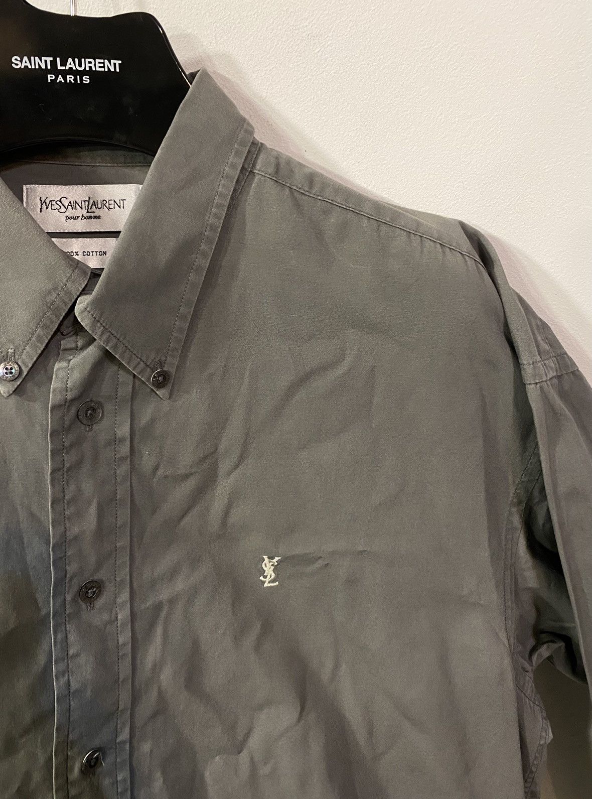 Yves Saint Laurent Cotton YSL Shirt Grey Yves Saint Laurent shirt Size US L / EU 52-54 / 3 - 11 Thumbnail