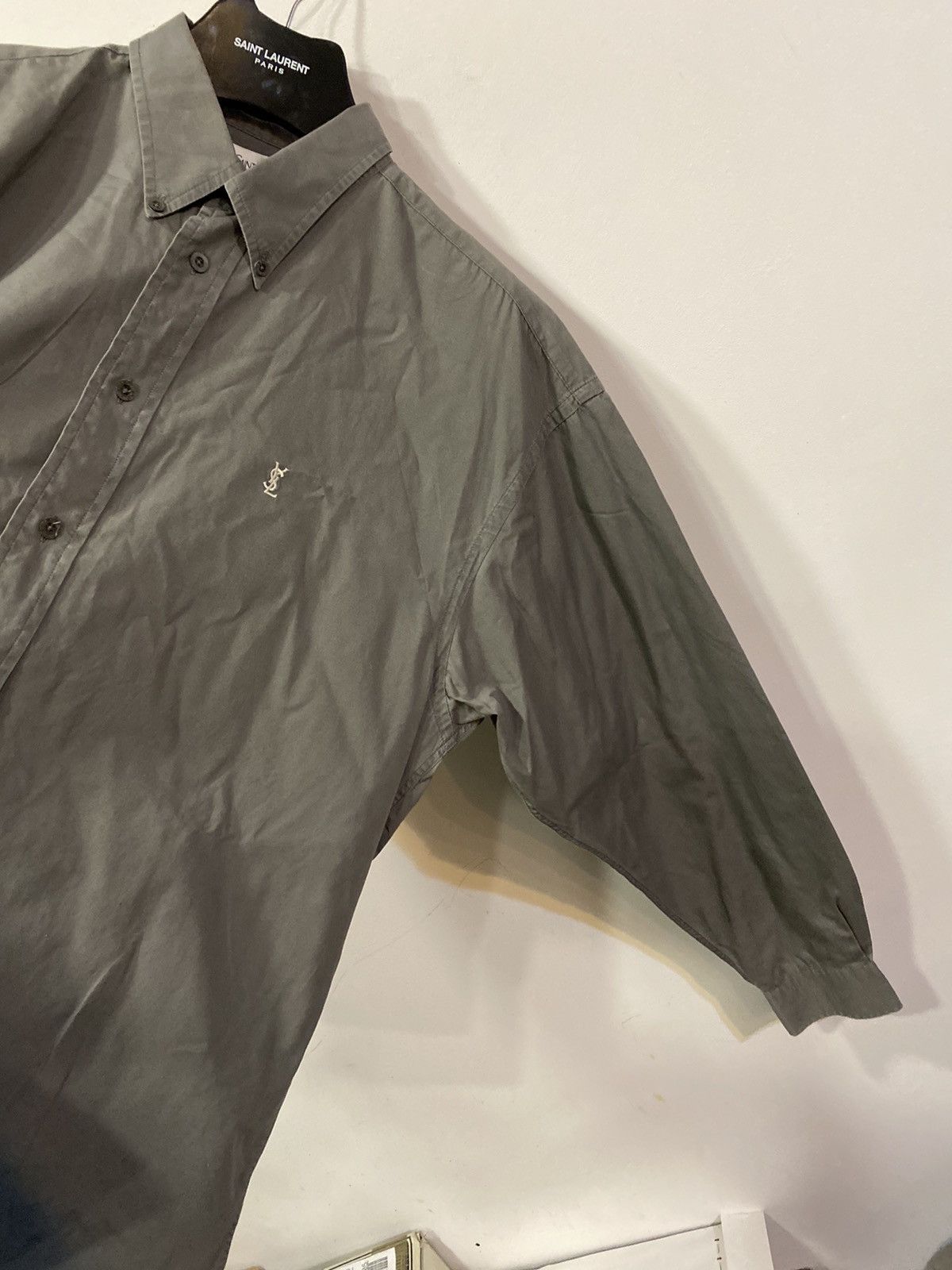 Yves Saint Laurent Cotton YSL Shirt Grey Yves Saint Laurent shirt Size US L / EU 52-54 / 3 - 13 Thumbnail