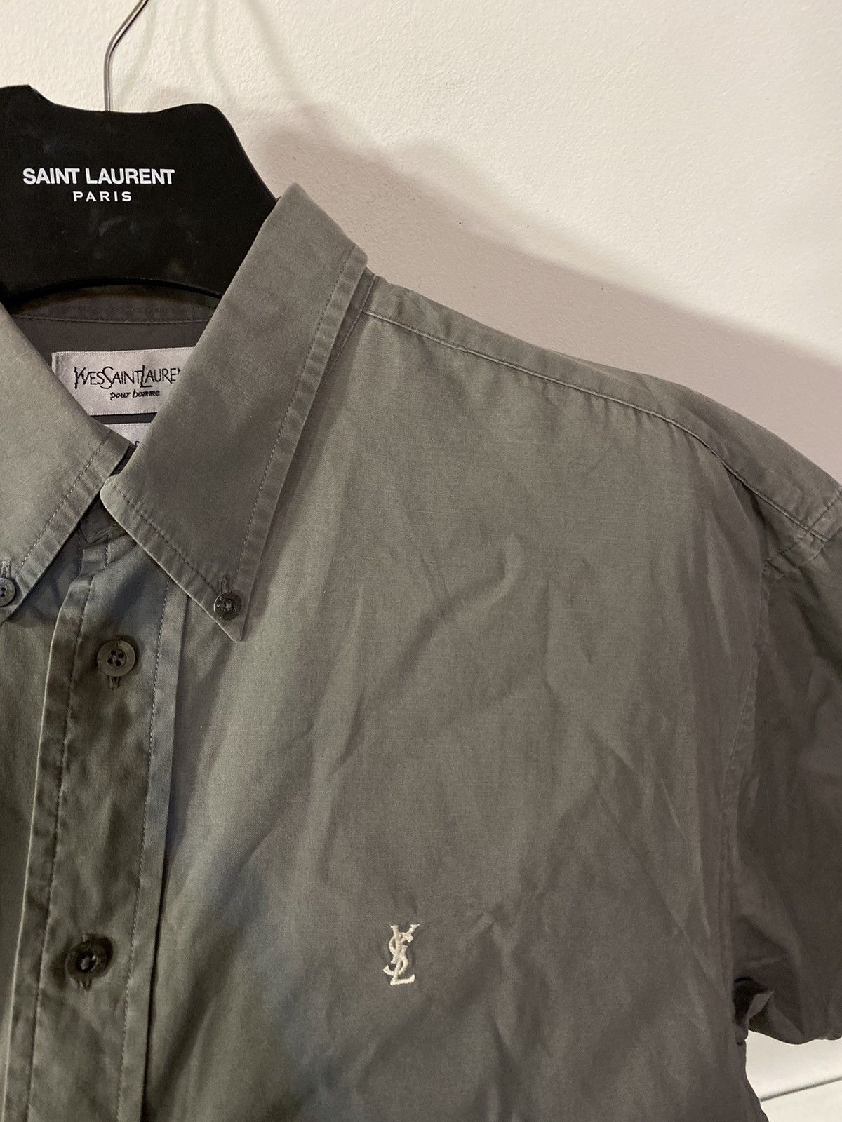 Yves Saint Laurent Cotton YSL Shirt Grey Yves Saint Laurent shirt Size US L / EU 52-54 / 3 - 2 Thumbnail