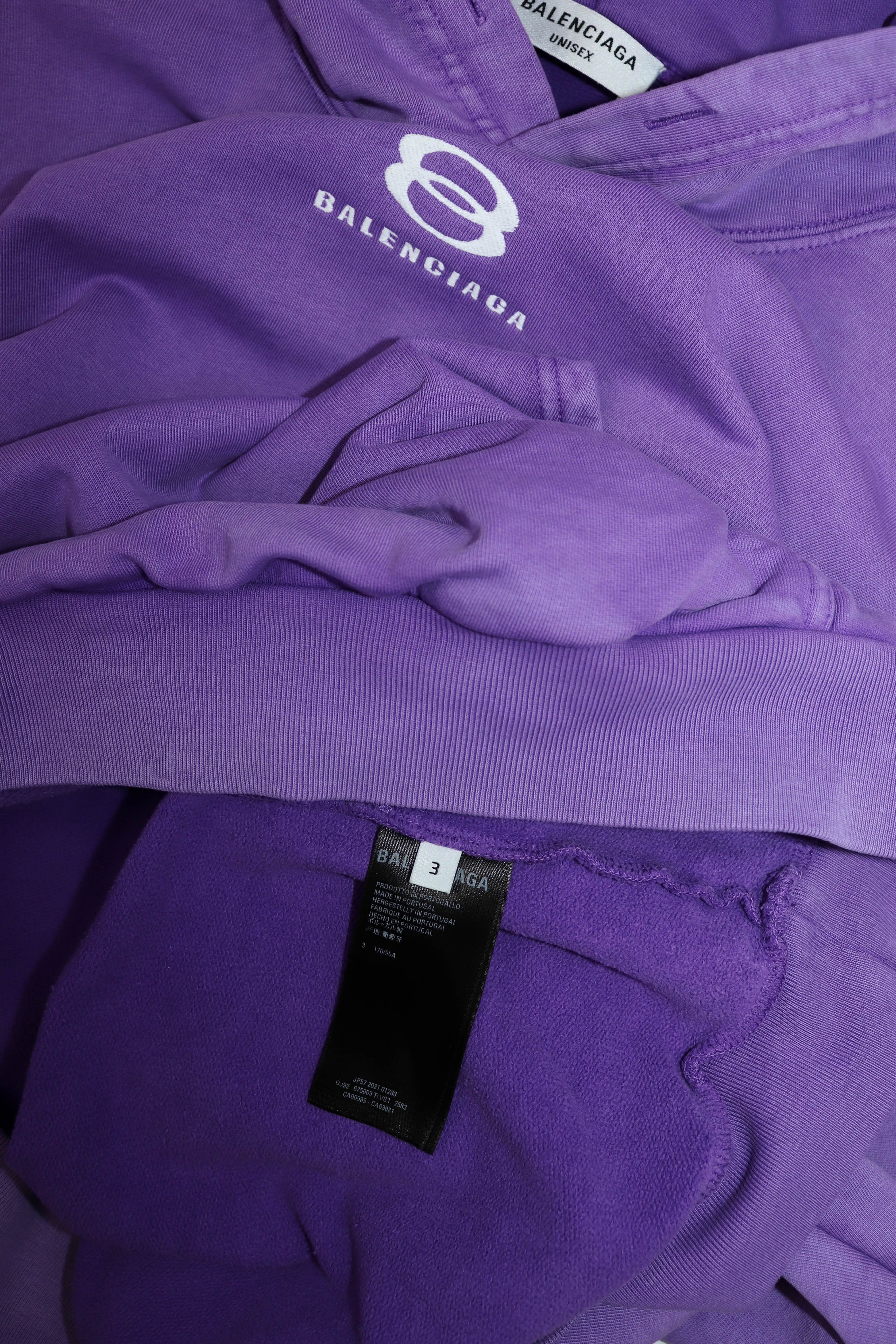 Balenciaga Balenciaga Faded Purple Unity Logo Hoodie Size US L / EU 52-54 / 3 - 11 Thumbnail