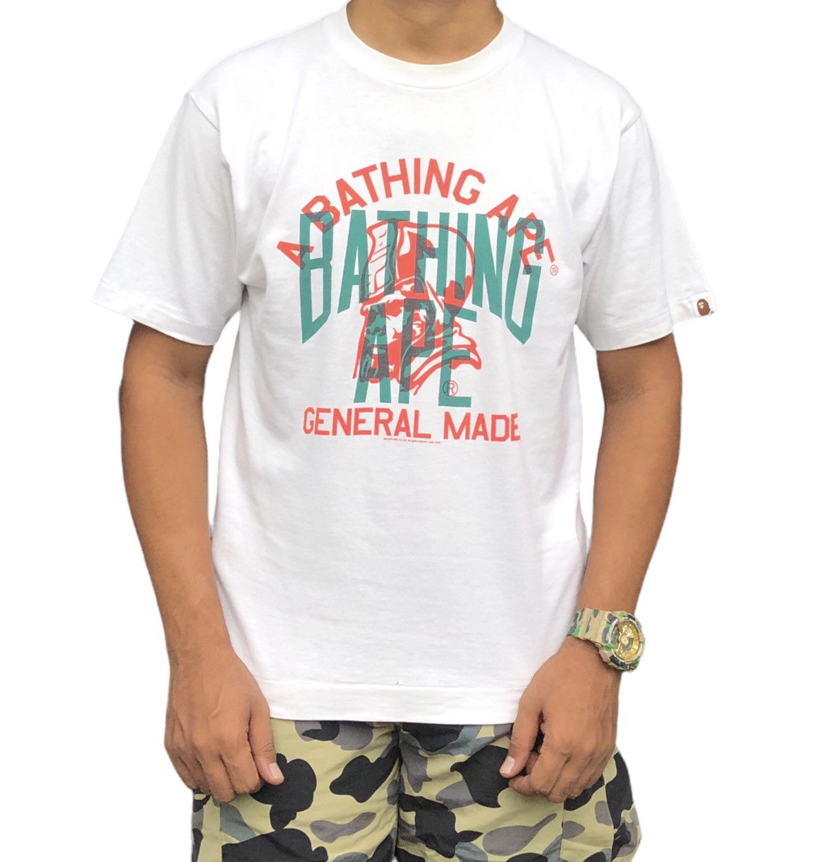 image of Bape Overprint General Made Tee in White, Men's (Size Medium)
