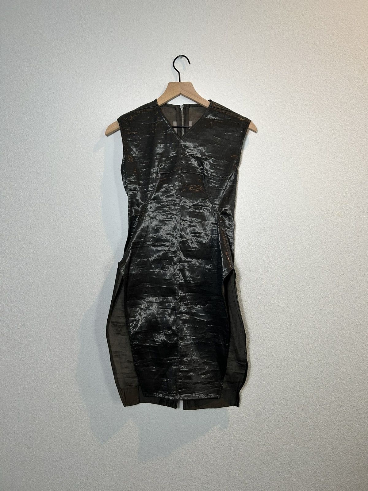 image of Rick Owens Sphinx Fw15 Holo Iridescent Mini Dress in Black, Women's (Size Small)