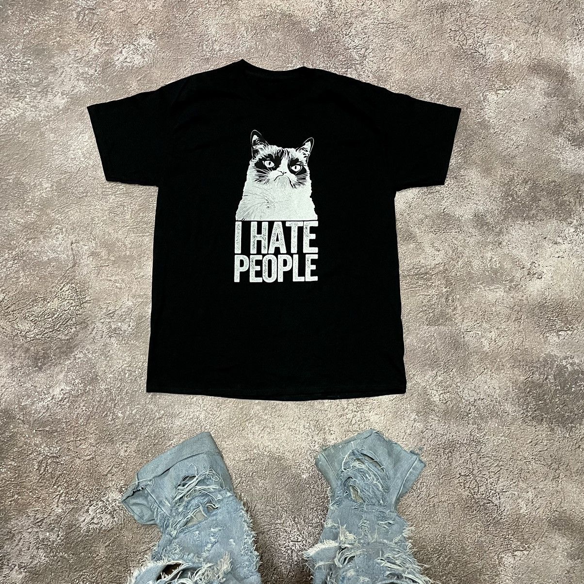 Vintage Vintage Y2K Grunge Graphic Tee I Hate People Cat Funny Stree Size US L / EU 52-54 / 3 - 3 Thumbnail