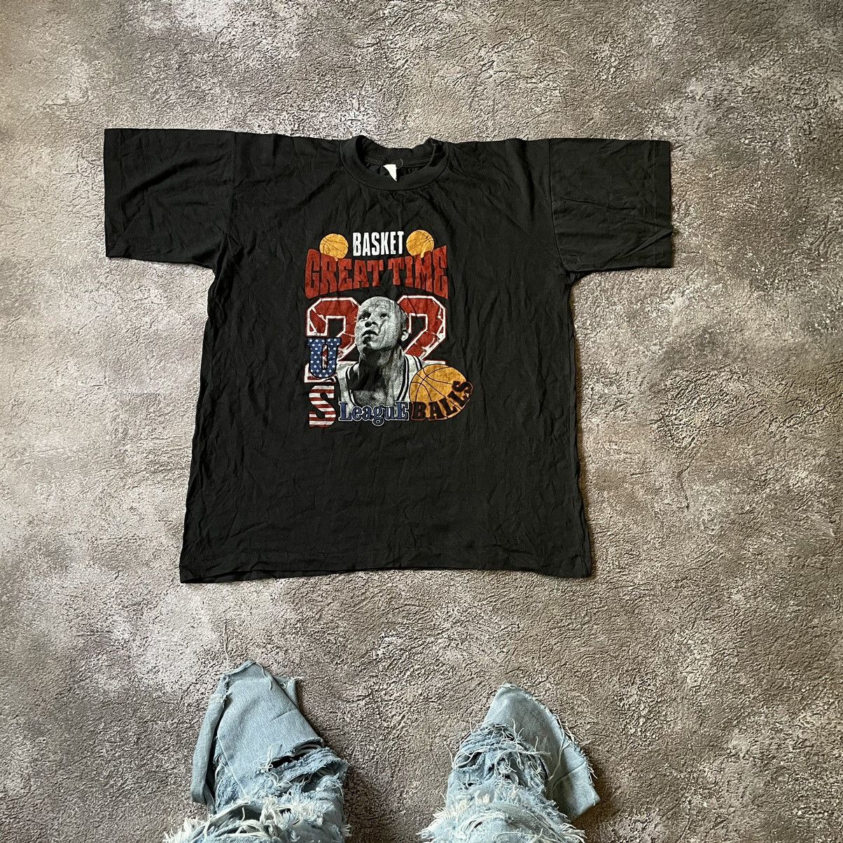 Vintage Vintage 90s Basketball Graphic Tee Sun Faded Streetwear L Size US L / EU 52-54 / 3 - 1 Thumbnail