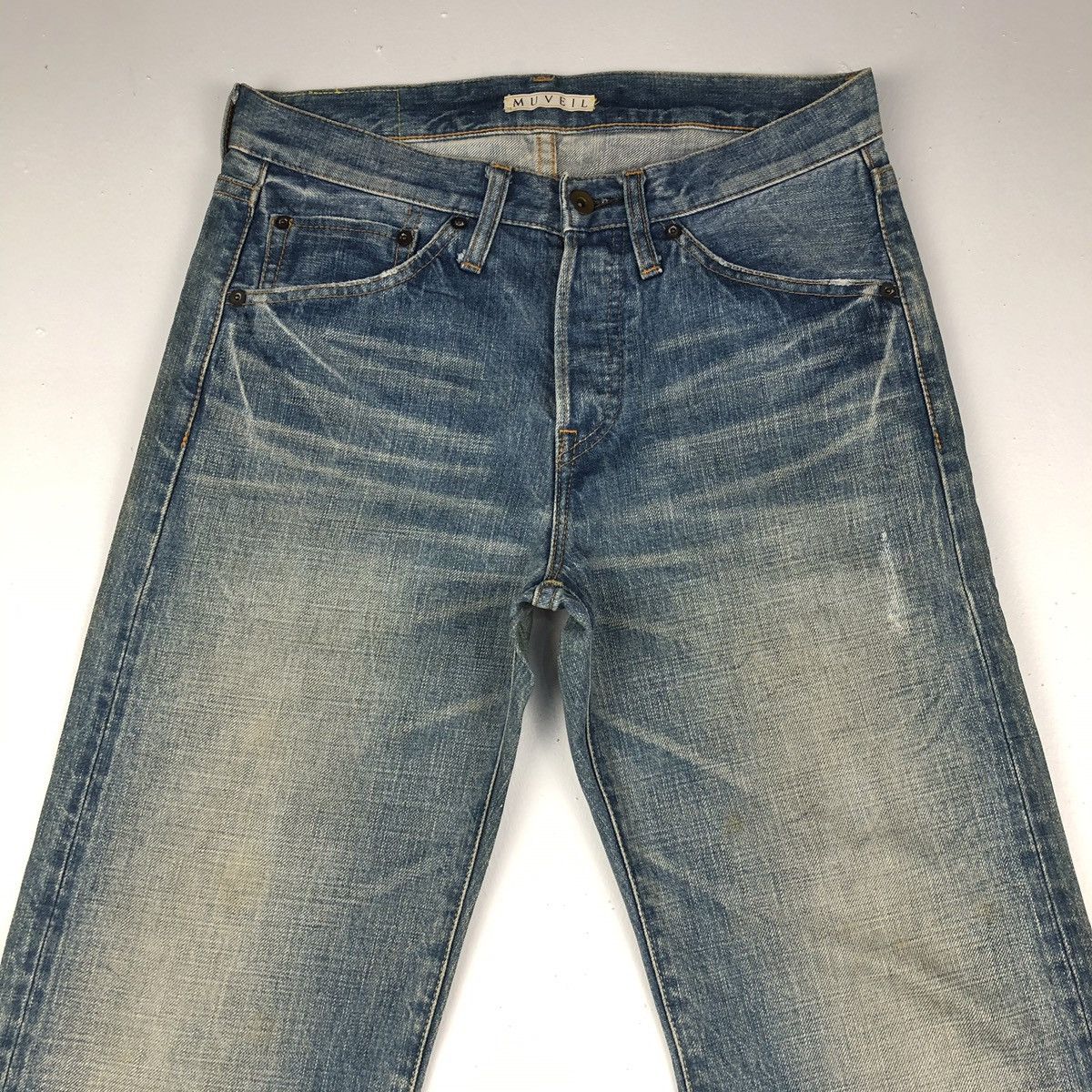 Designer × Japanese Brand Vintage MUVEIL selvedge redline Jeans dirty faded blue jeans Size US 30 / EU 46 - 4 Thumbnail