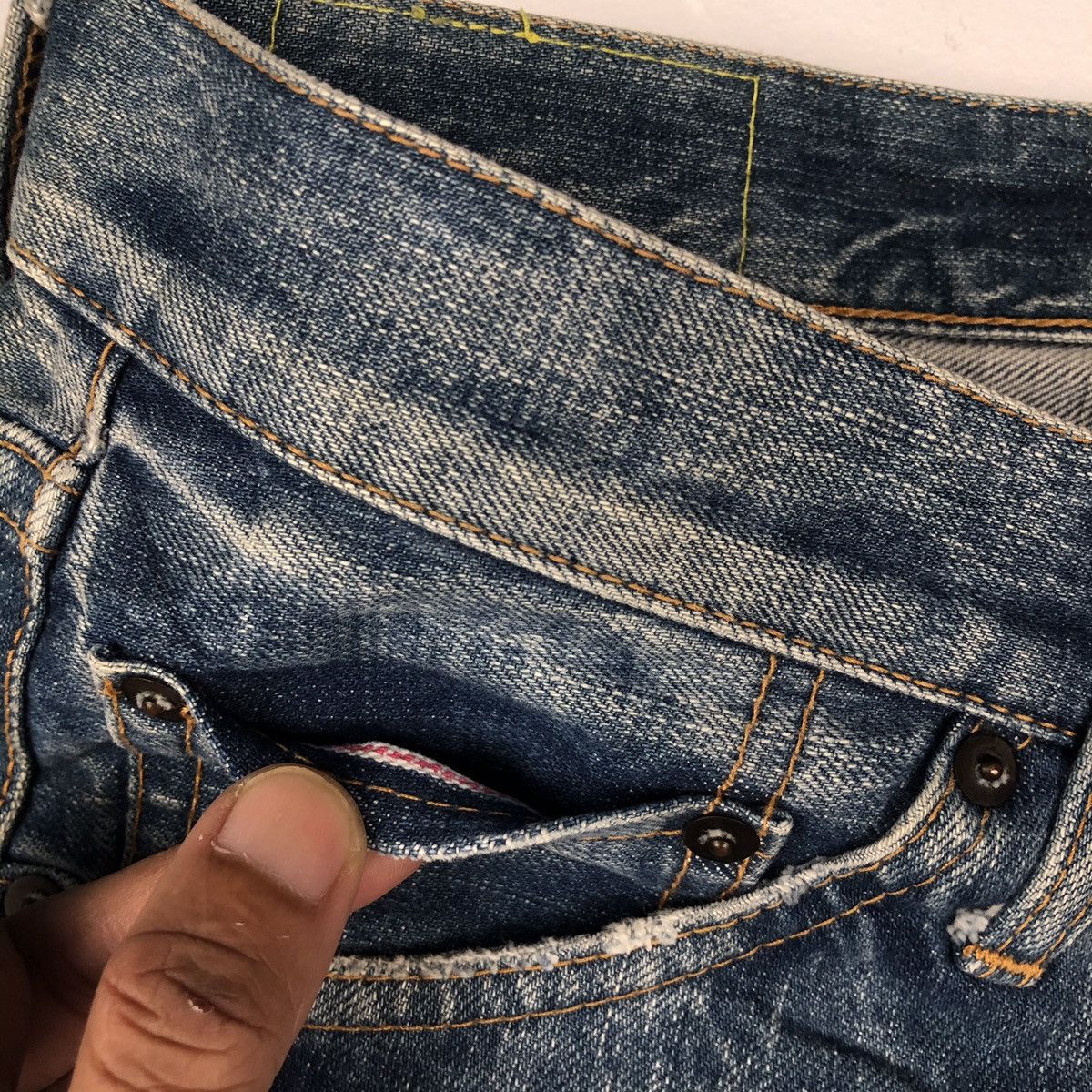 Designer × Japanese Brand Vintage MUVEIL selvedge redline Jeans dirty faded blue jeans Size US 30 / EU 46 - 6 Thumbnail