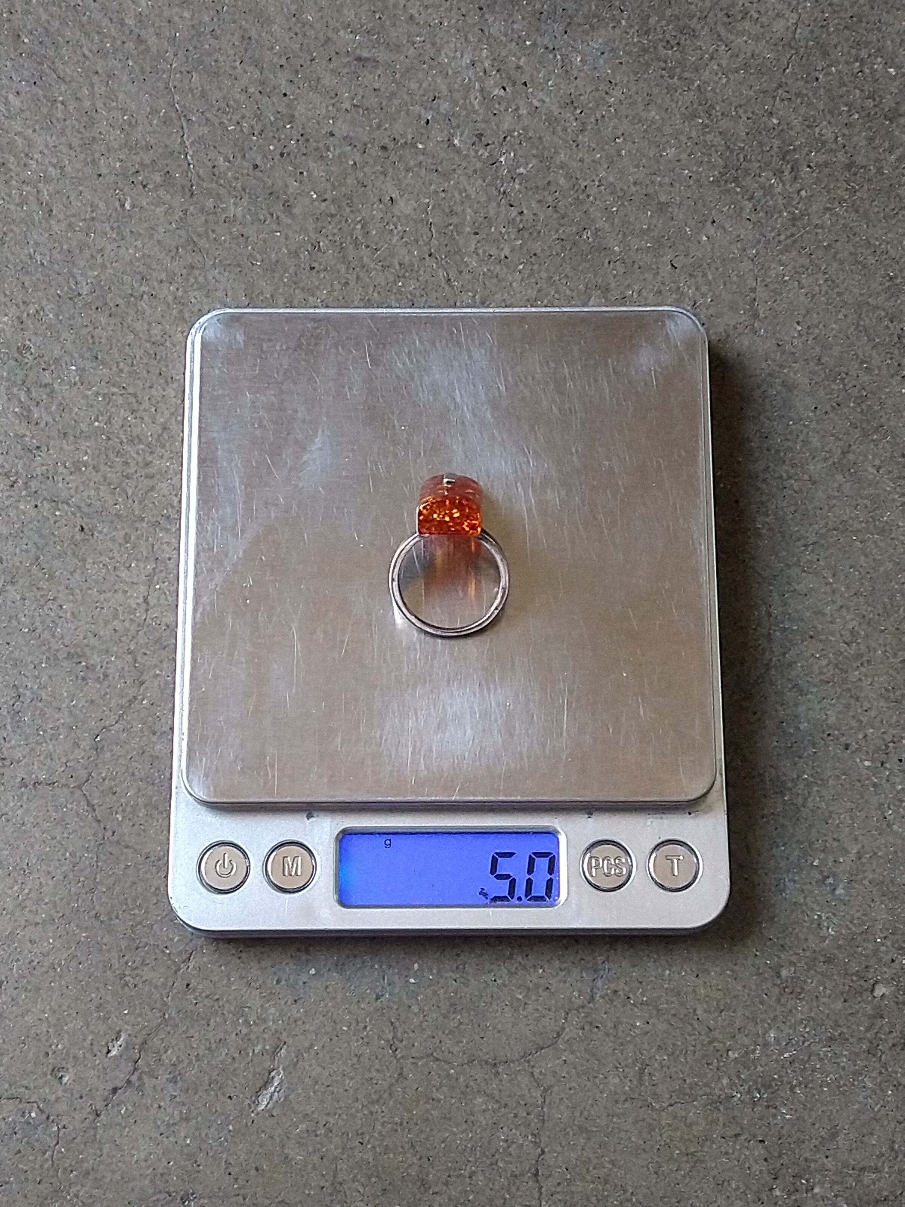 Other Sterling Silver Ring Size 9.5 Orange Amber Modern 5g Size ONE SIZE - 15 Thumbnail