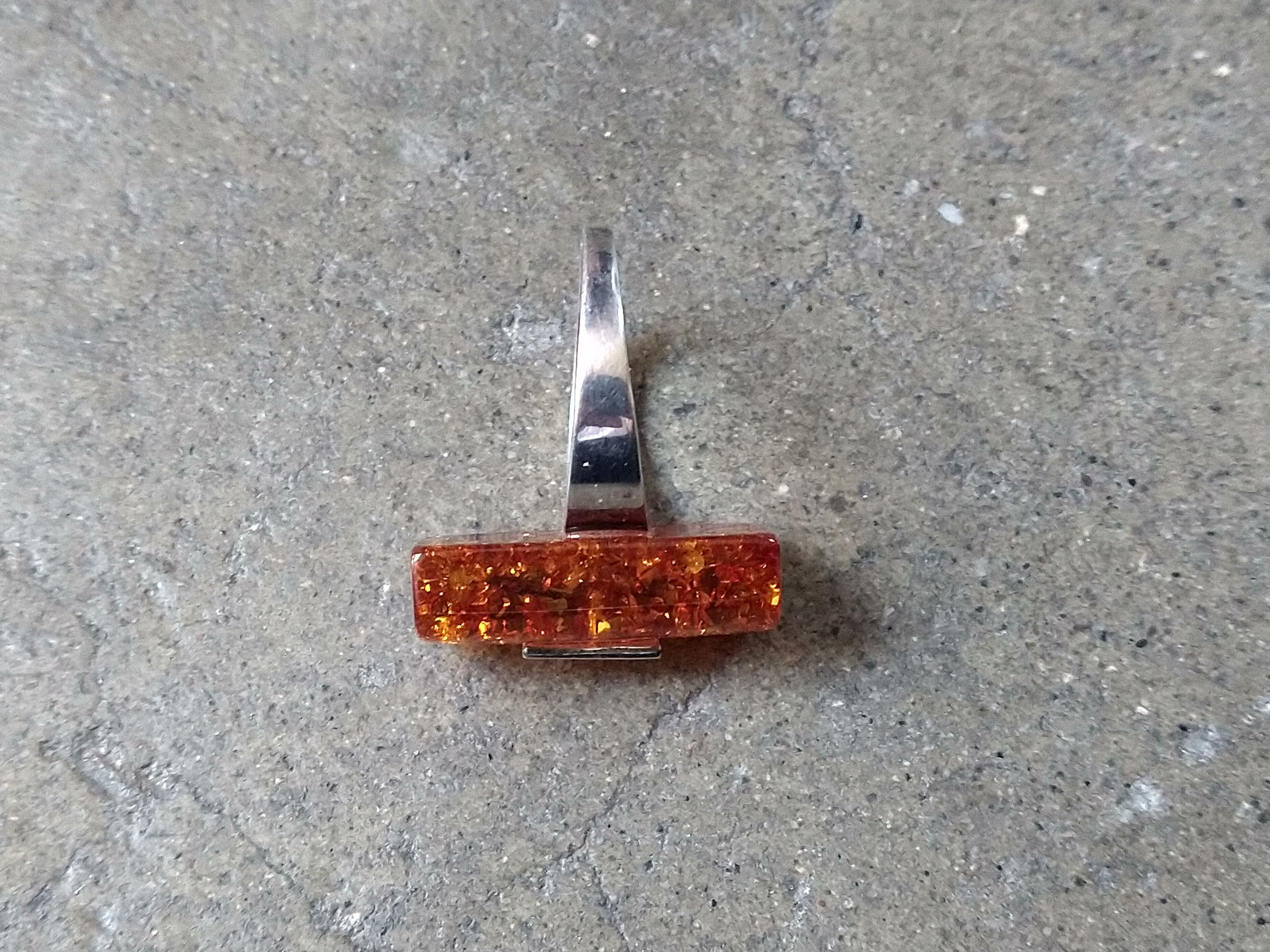 Other Sterling Silver Ring Size 9.5 Orange Amber Modern 5g Size ONE SIZE - 11 Thumbnail