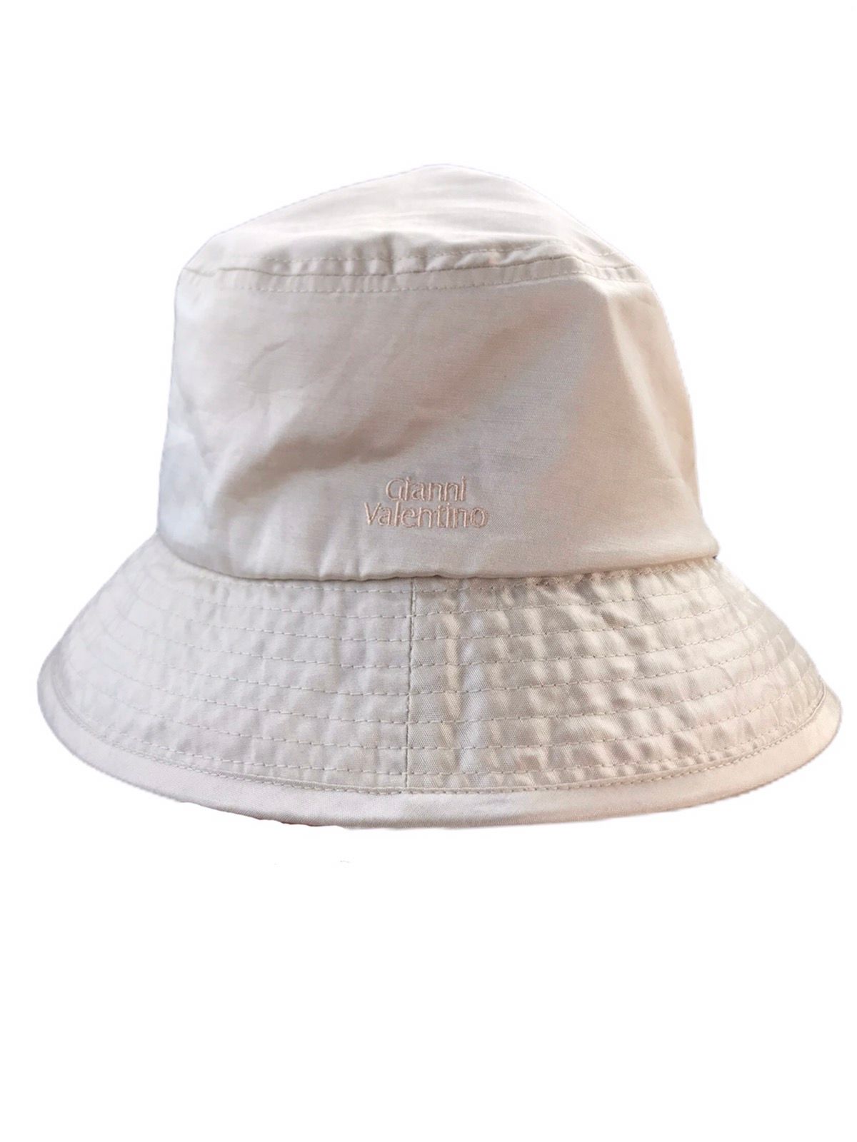 Pre-owned Gianni X Valentino Vintage Nylon Gianni Valentino Bucket Hat In Cream