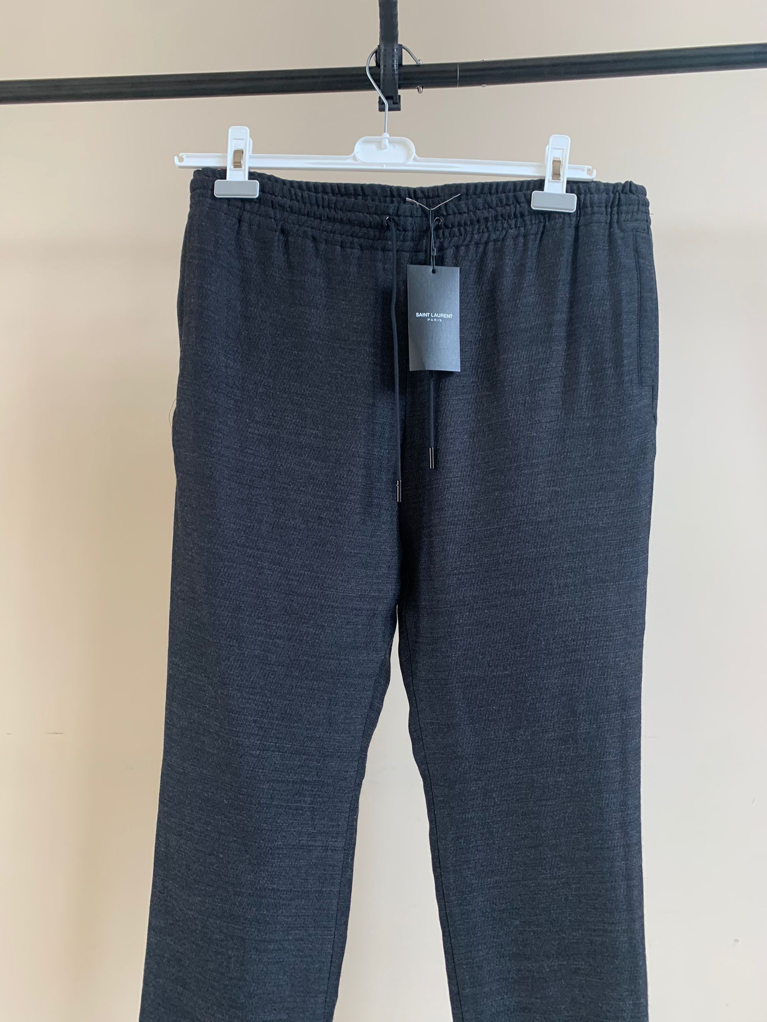 Saint Laurent Paris Knit Elastic Drawstring Pants In Anthracite Grey Size US 34 / EU 50 - 2 Thumbnail
