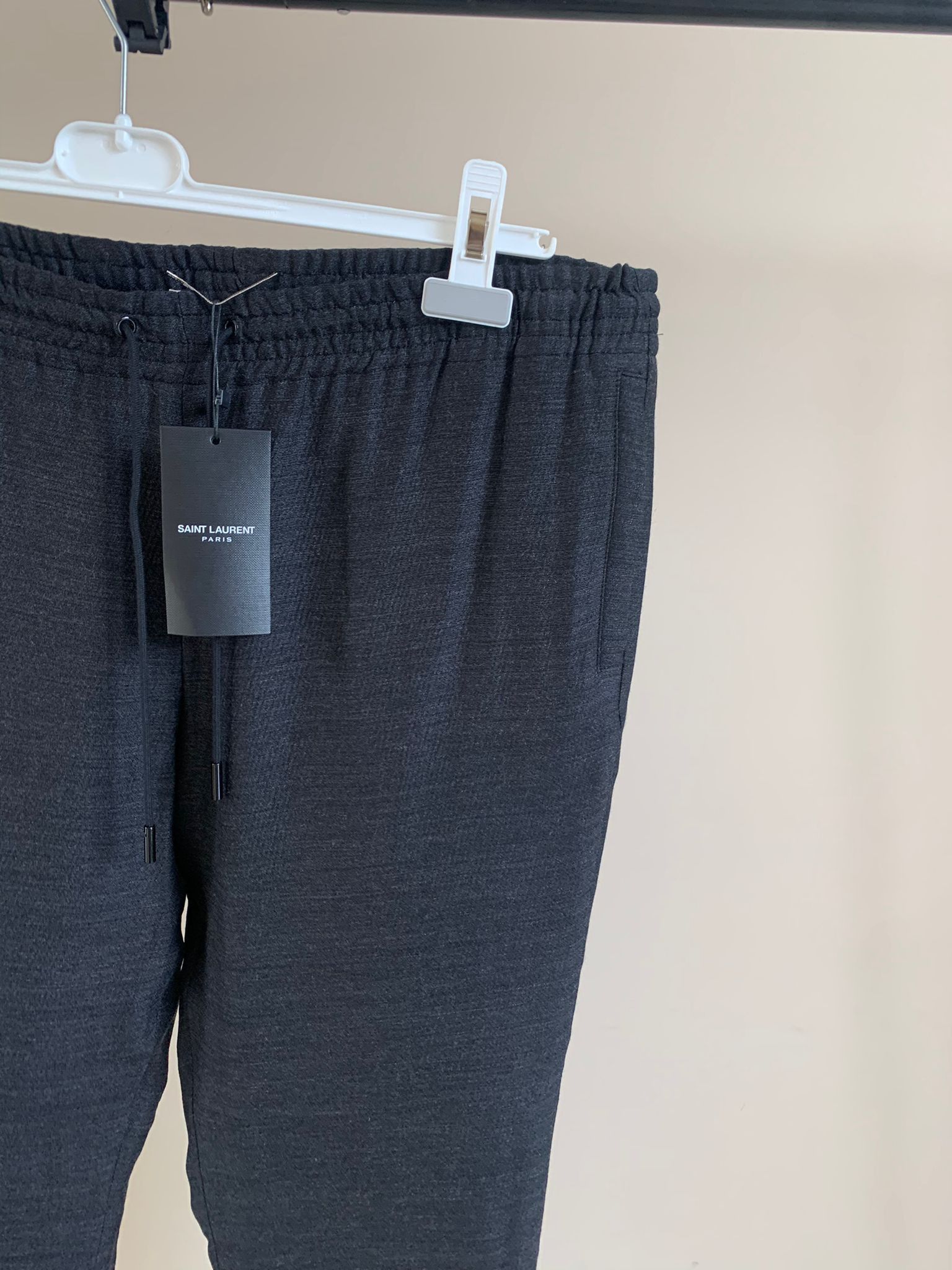 Saint Laurent Paris Knit Elastic Drawstring Pants In Anthracite Grey Size US 34 / EU 50 - 6 Thumbnail