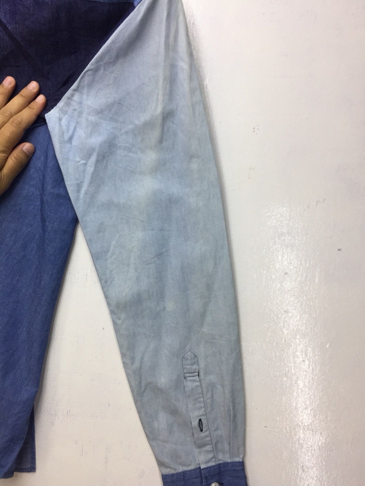 Sophnet. Uniform Experiment Colorblock Rare Design Denim Shirt Size US M / EU 48-50 / 2 - 9 Thumbnail