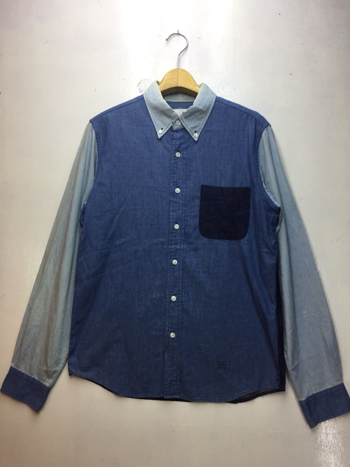 Sophnet. Uniform Experiment Colorblock Rare Design Denim Shirt Size US M / EU 48-50 / 2 - 1 Thumbnail