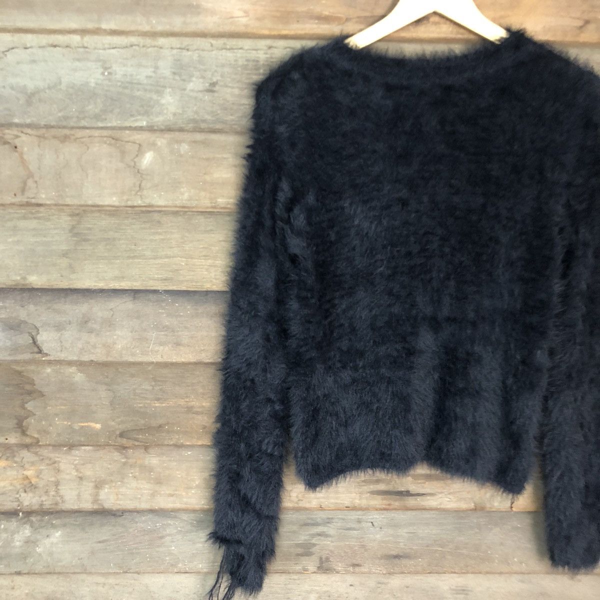 Homespun Knitwear D Japan Black Mohair Soft Fur Shag Shaggy Knitwear #c1173 Size S / US 4 / IT 40 - 7 Thumbnail