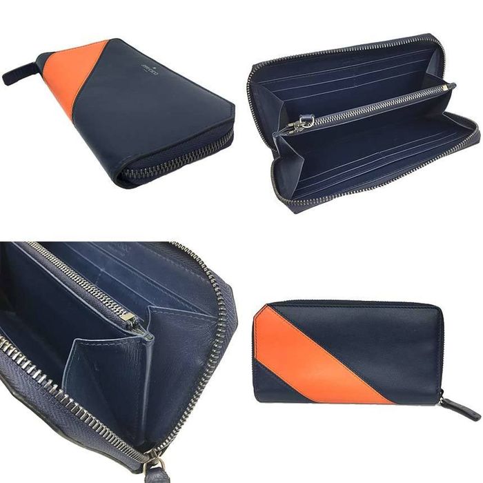 Jimmy Choo Jimmy Choo round zipper long wallet ABIKO navy orange