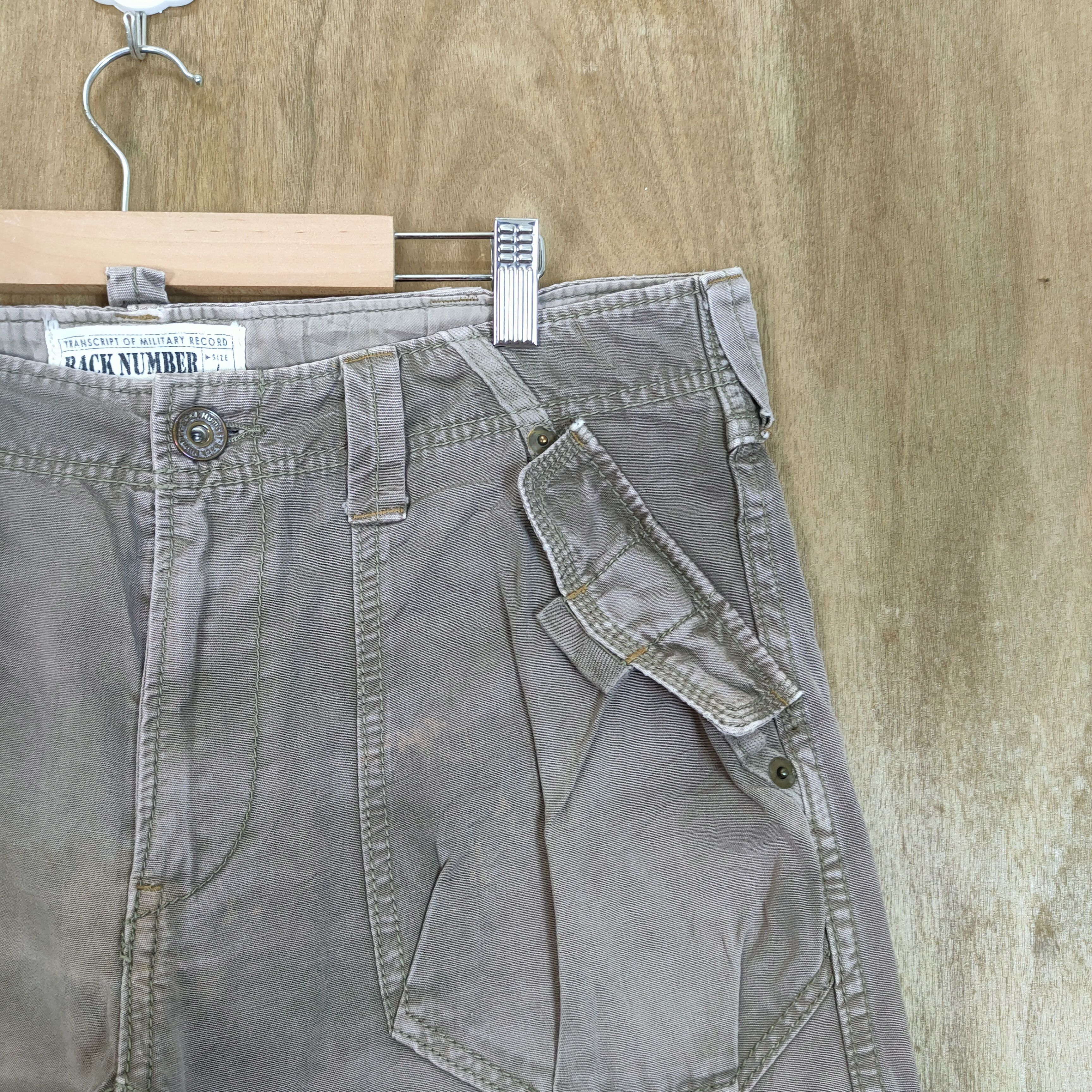 Japanese Brand VINTAGE BACK NUMBER FADED FLARE CARGO PANTS Size US 34 / EU 50 - 6 Thumbnail