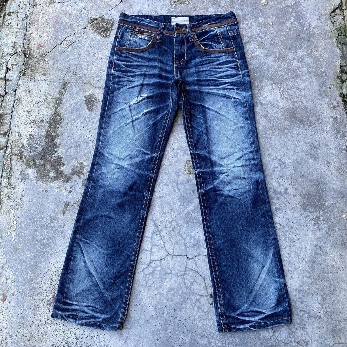 Designer × Japanese Brand Vintage Lolita jeans Flare Distressed Jeans Nice Faded Size US 32 / EU 48 - 2 Thumbnail