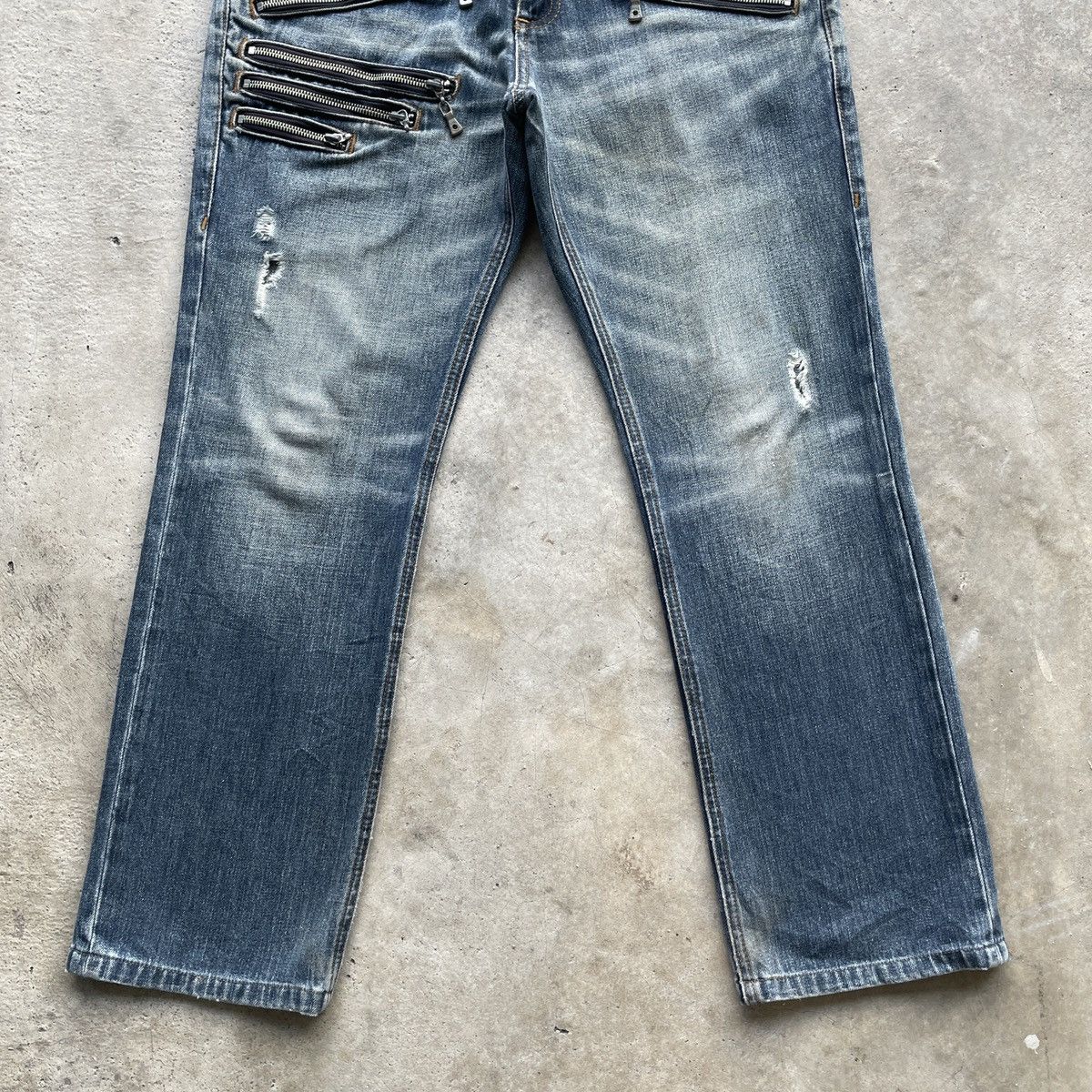 Japanese Brand Vintage Bondage Style Faded MultiZip Denim Jeans Pants RARE Size US 32 / EU 48 - 4 Thumbnail