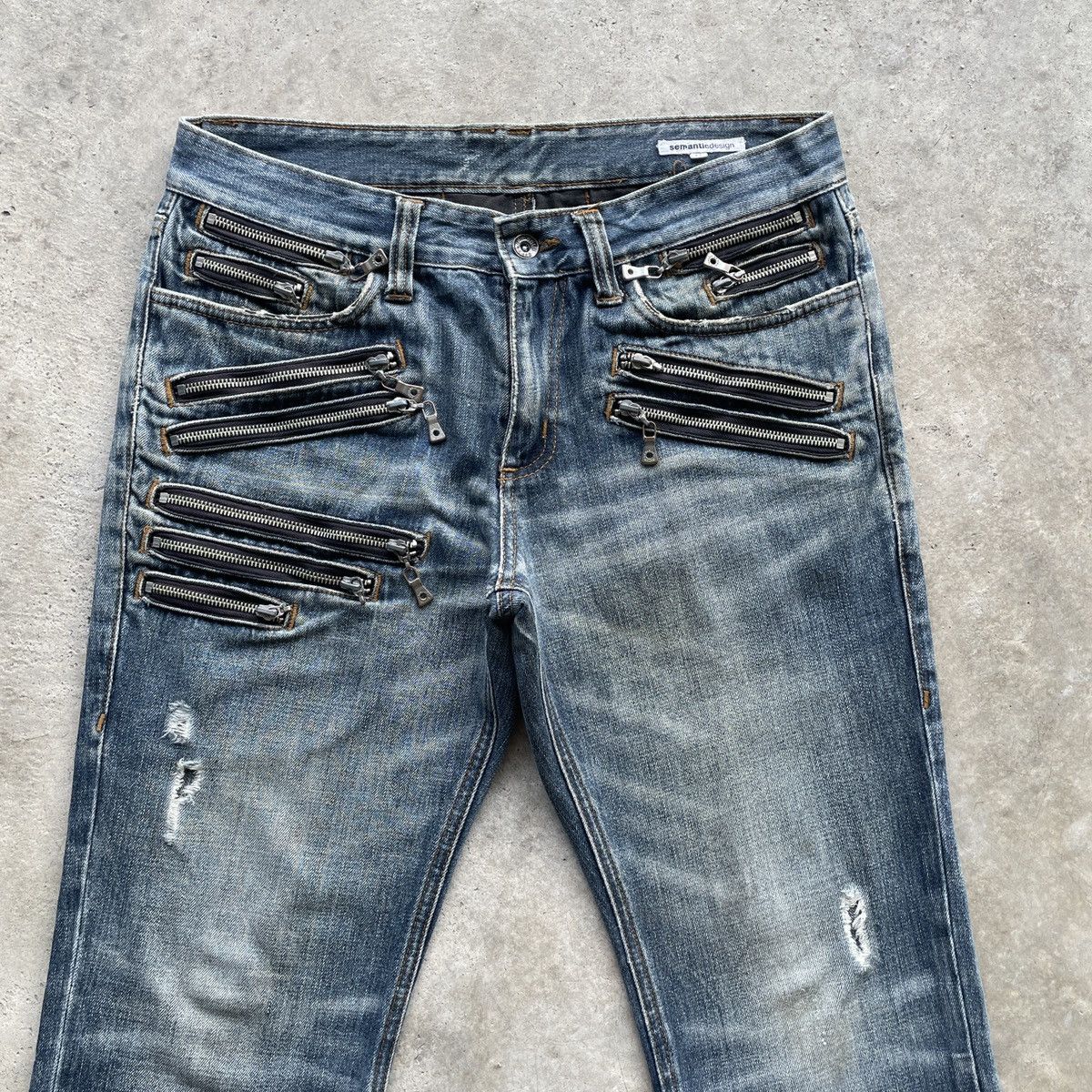 Japanese Brand Vintage Bondage Style Faded MultiZip Denim Jeans Pants RARE Size US 32 / EU 48 - 3 Thumbnail