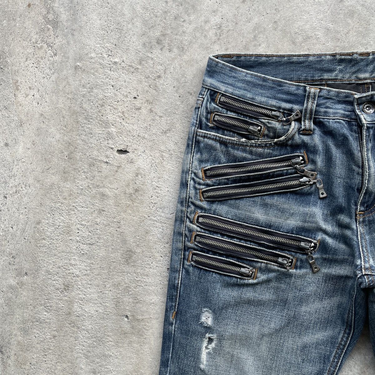 Japanese Brand Vintage Bondage Style Faded MultiZip Denim Jeans Pants RARE Size US 32 / EU 48 - 5 Thumbnail