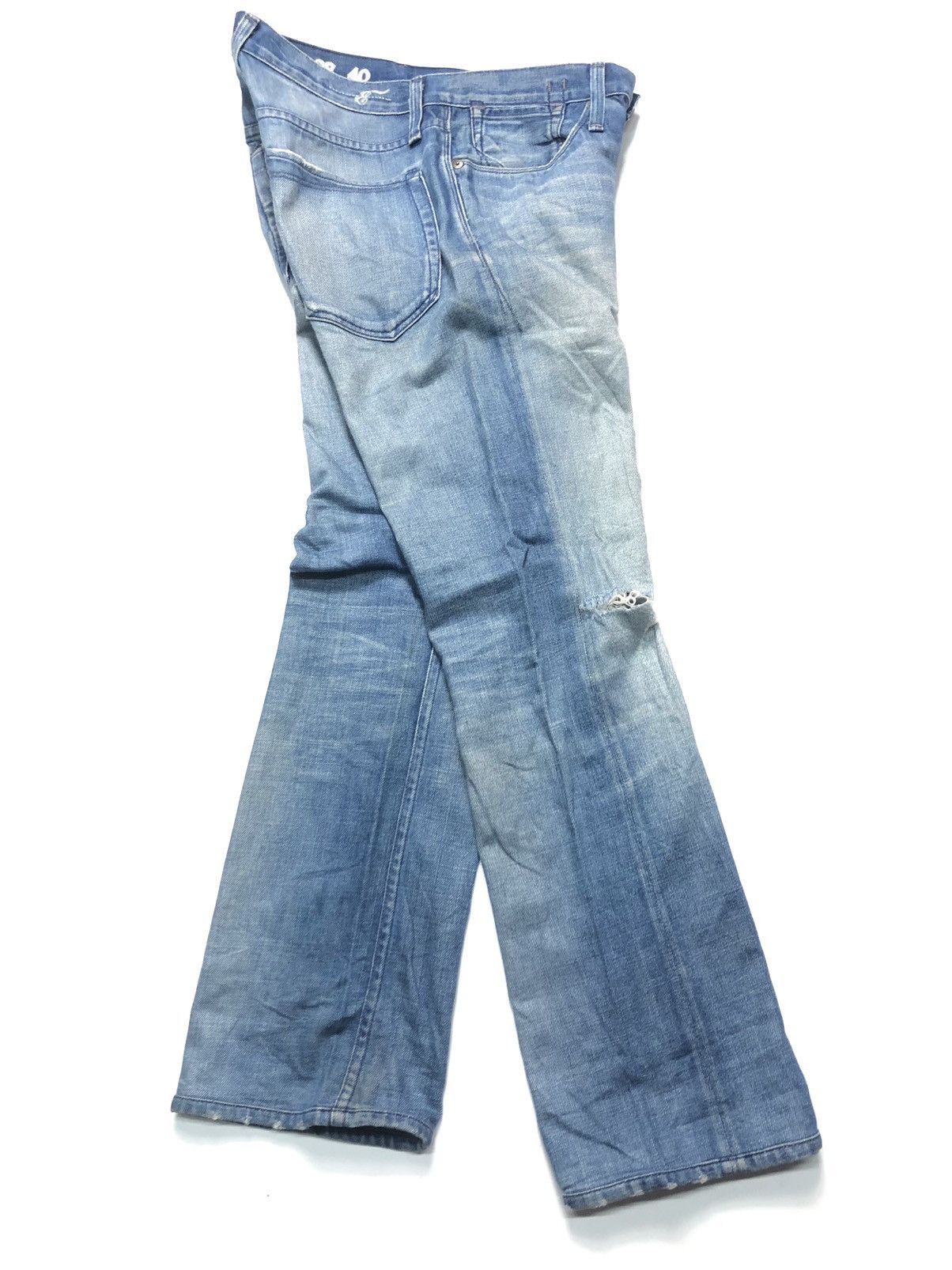 Earnest Sewn × Vintage VINTAGE EARNEST SEWN DISTRESSED BLUE WASH DENIM USA 🇺🇸 Size US 30 / EU 46 - 14 Thumbnail