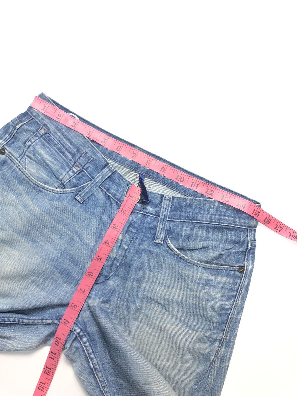 Earnest Sewn × Vintage VINTAGE EARNEST SEWN DISTRESSED BLUE WASH DENIM USA 🇺🇸 Size US 30 / EU 46 - 15 Thumbnail