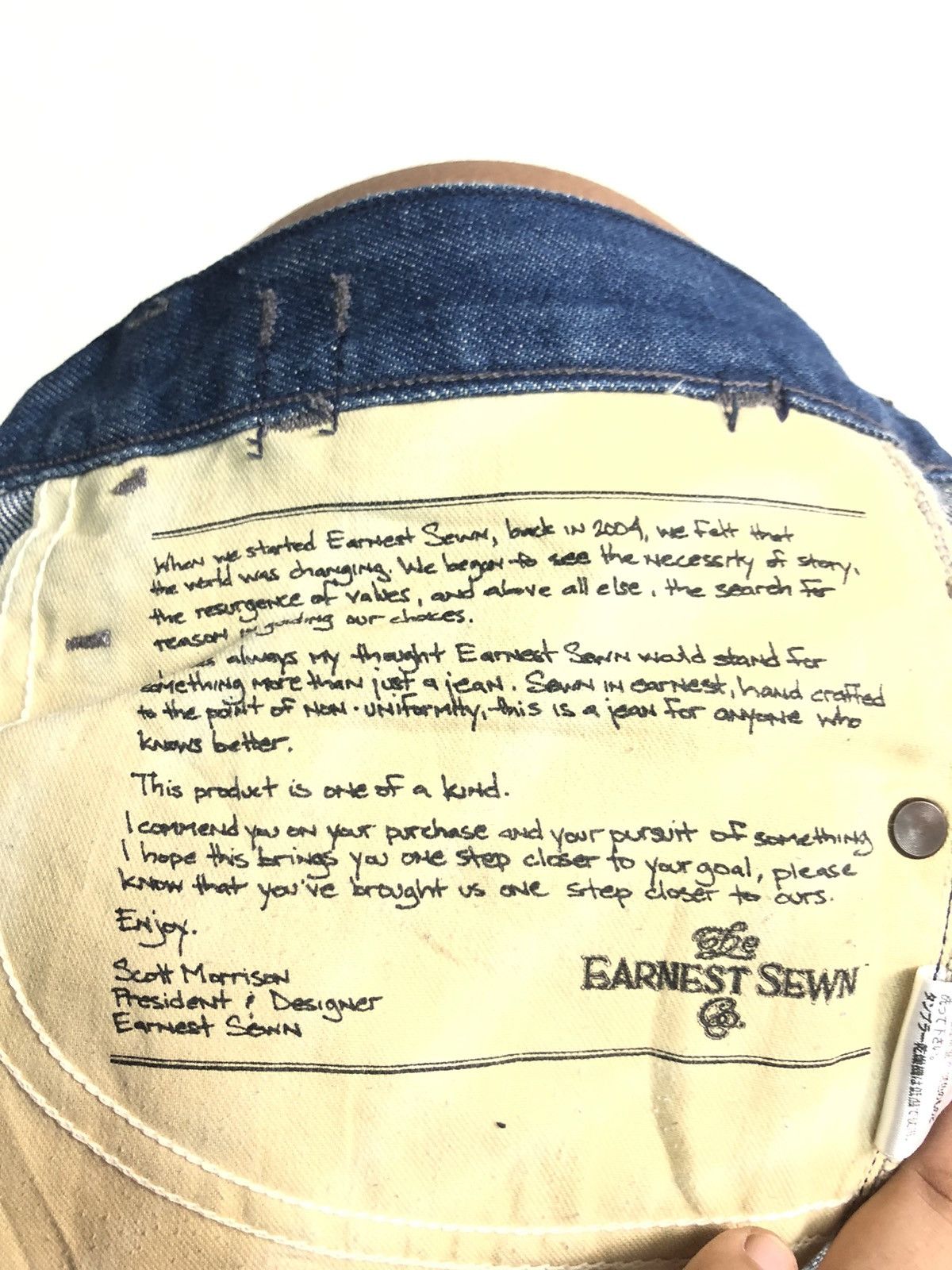 Earnest Sewn × Vintage VINTAGE EARNEST SEWN DISTRESSED BLUE WASH DENIM USA 🇺🇸 Size US 30 / EU 46 - 6 Thumbnail